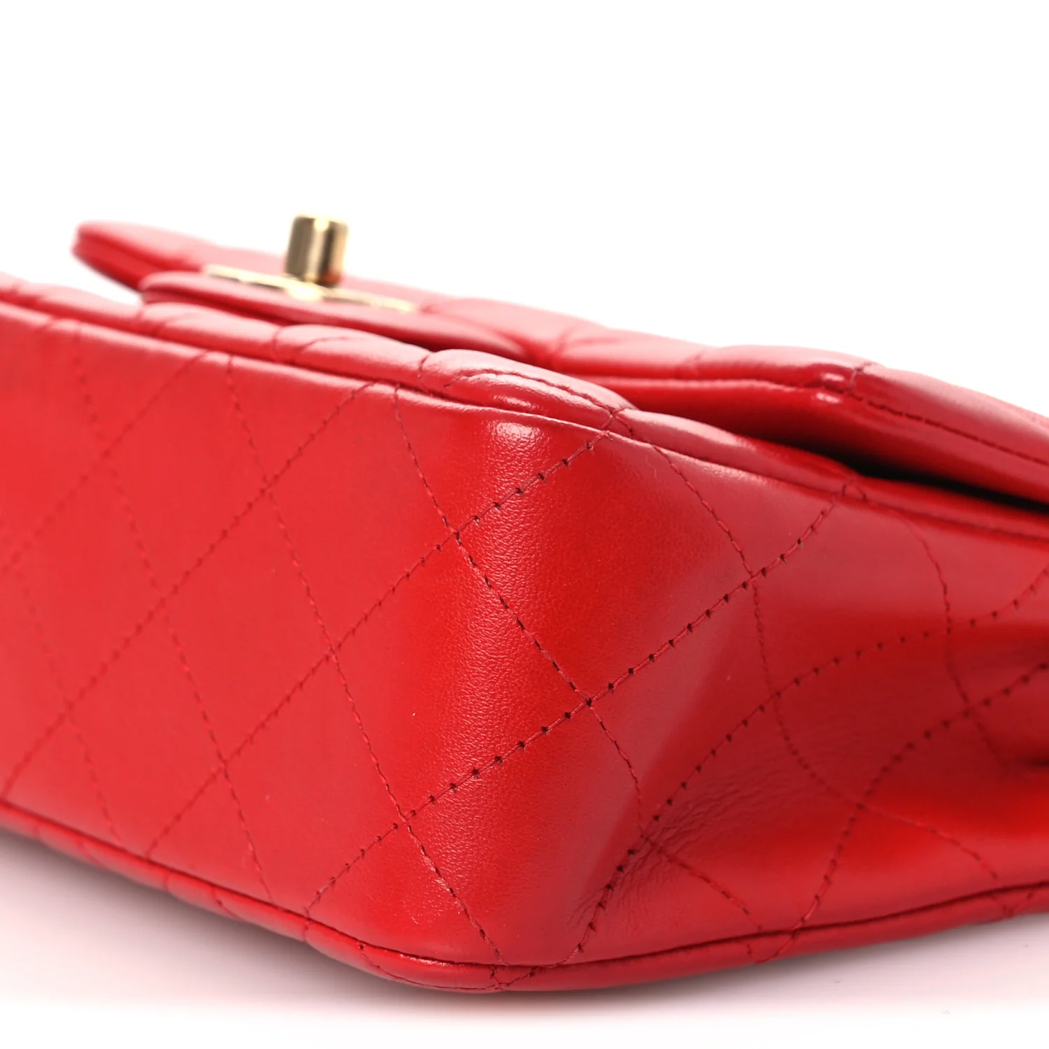 Lambskin Quilted Mini Rectangular Flap Red - Image 10