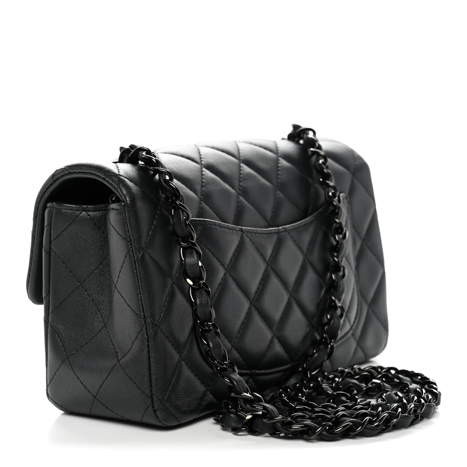 Lambskin Quilted Mini Rectangular Flap So Black - Image 3