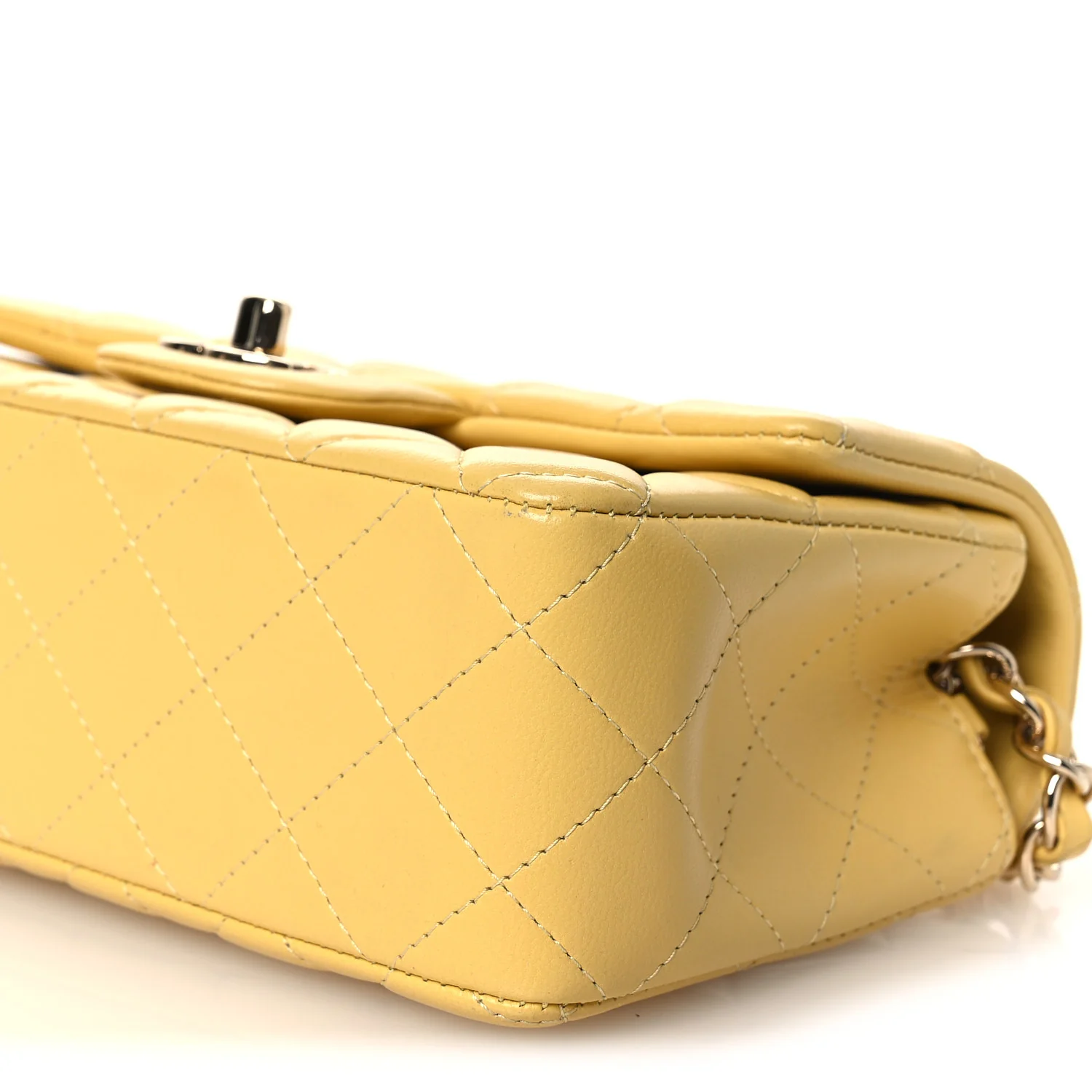 Lambskin Quilted Mini Rectangular Flap Yellow - Image 10