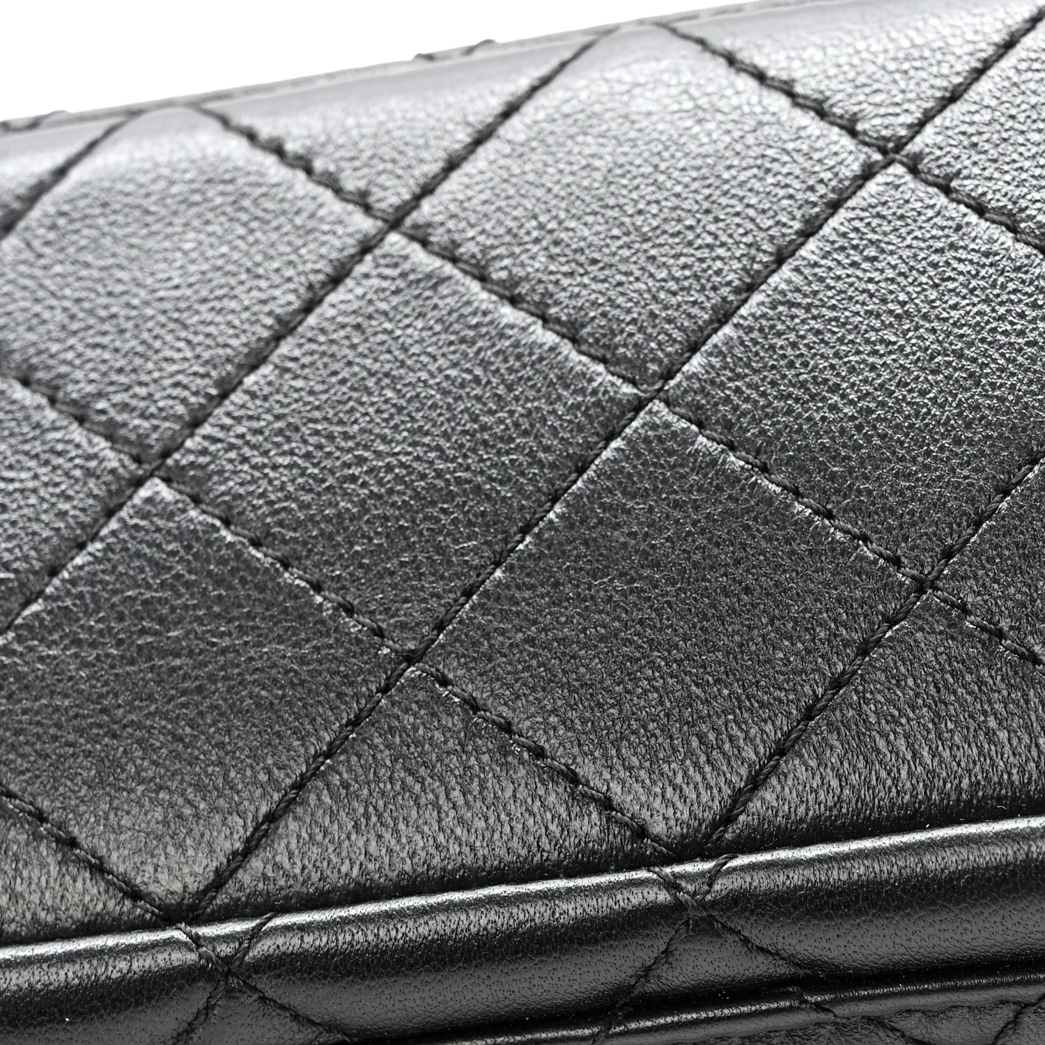 Lambskin Quilted Mini Rectangular Pearl Crush Flap Black - Image 11