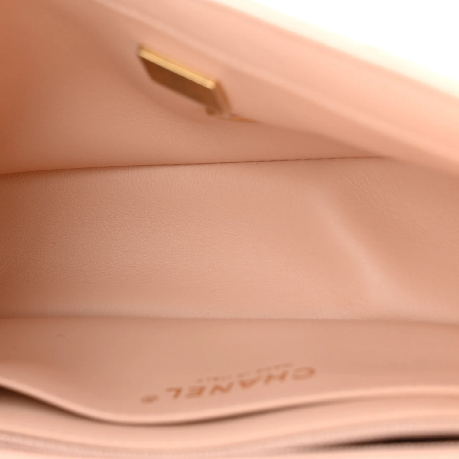 Lambskin Quilted Mini Rectangular Pearl Crush Flap Light Beige - Image 5