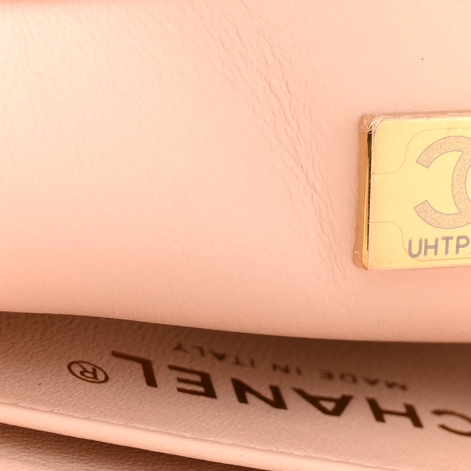 Lambskin Quilted Mini Rectangular Pearl Crush Flap Light Beige - Image 7