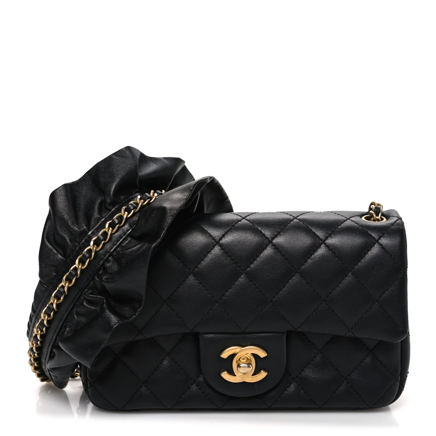 Lambskin Quilted Mini Romance Rectangular Flap Black