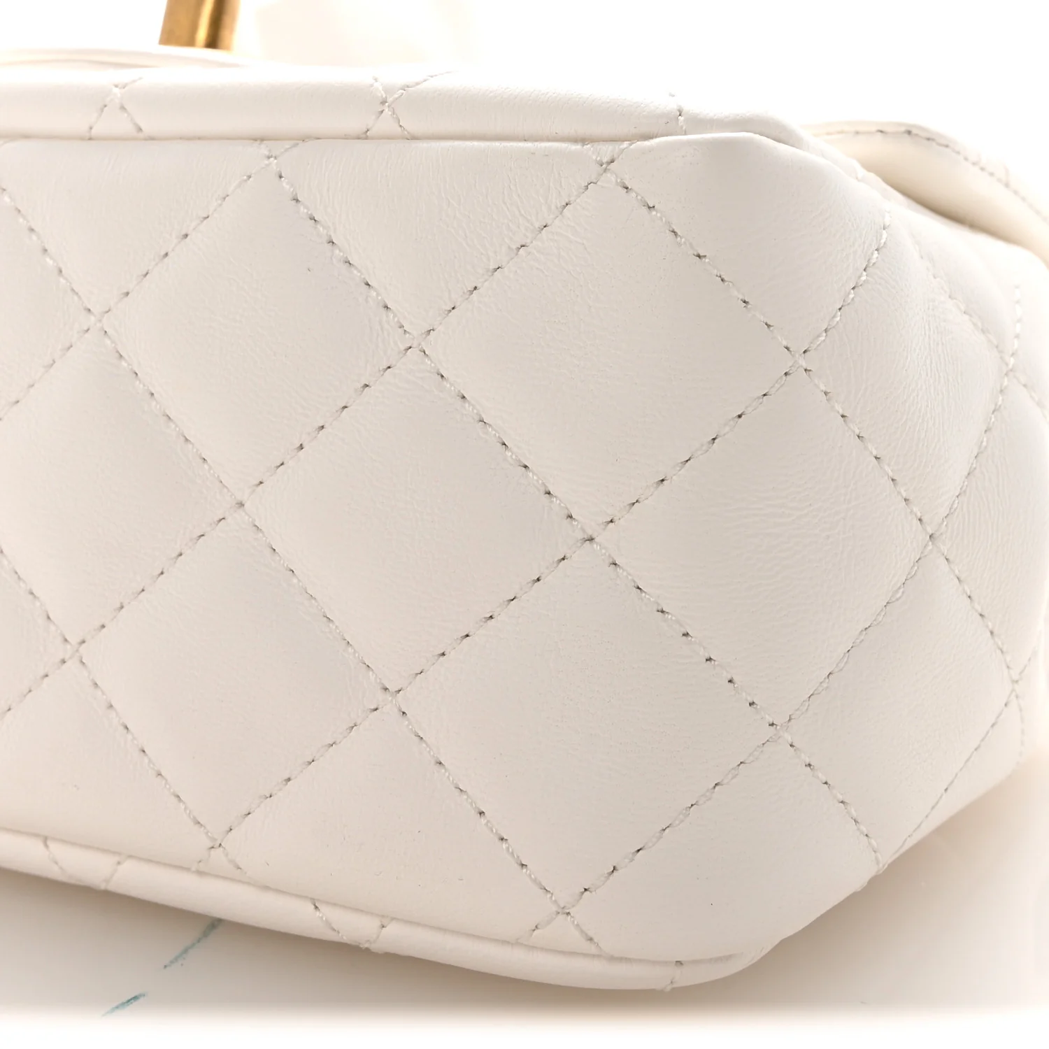 Lambskin Quilted Mini Romance Square Flap White - Image 10