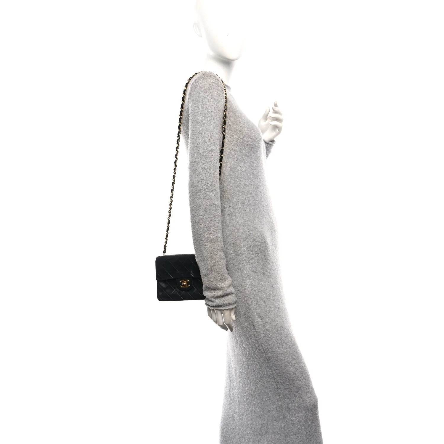 Lambskin Quilted Mini Square Flap Bag Black - Image 2