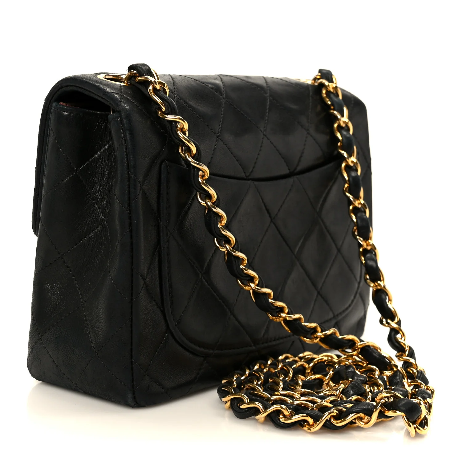 Lambskin Quilted Mini Square Flap Bag Black - Image 3