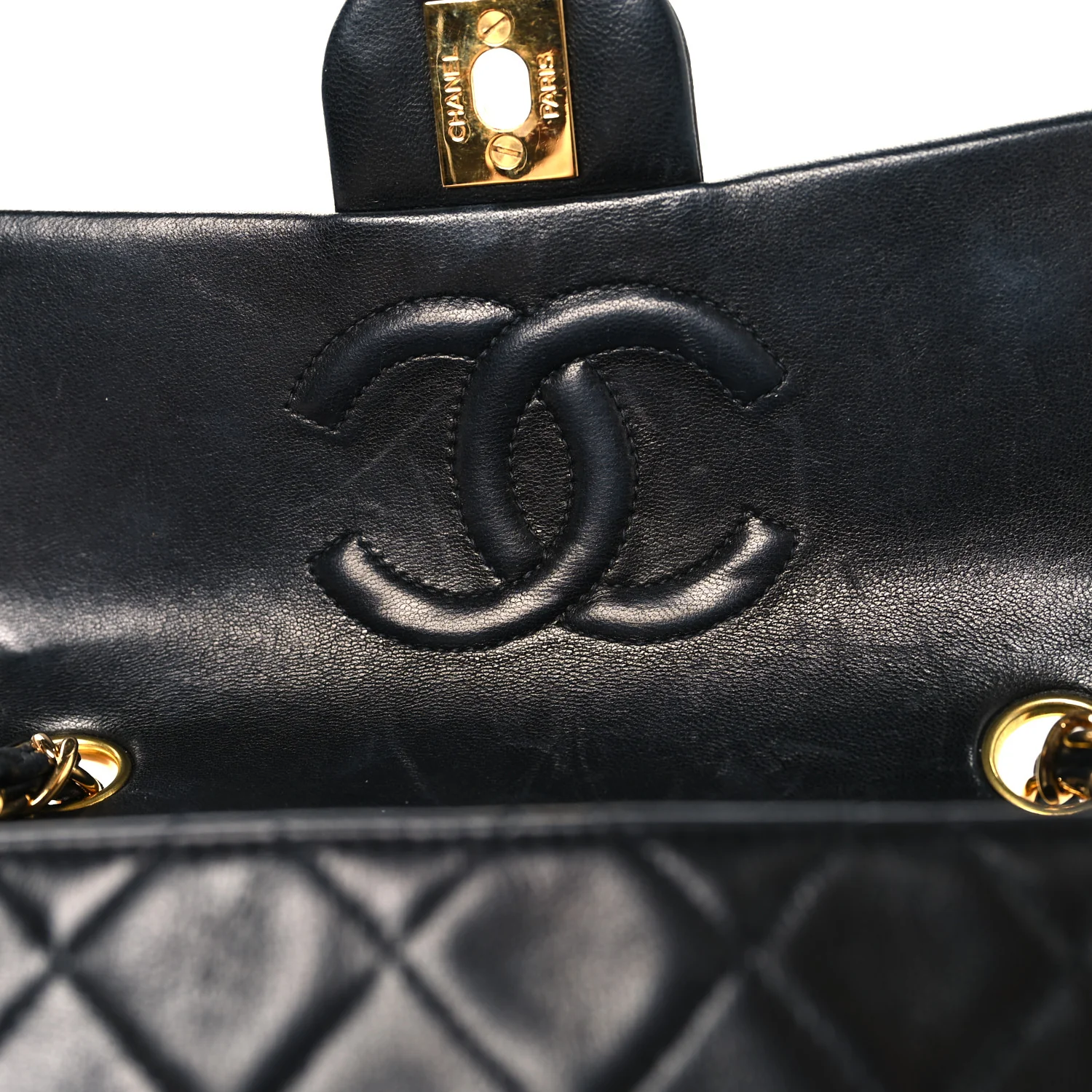 Lambskin Quilted Mini Square Flap Black - Image 11