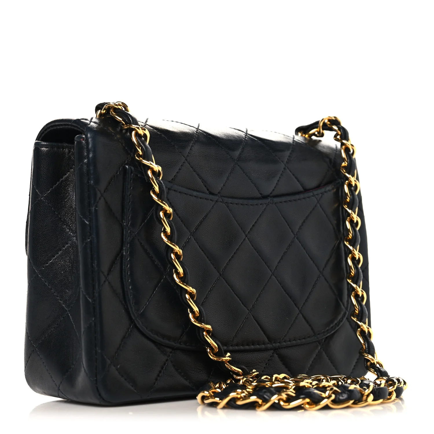 Lambskin Quilted Mini Square Flap Black - Image 3