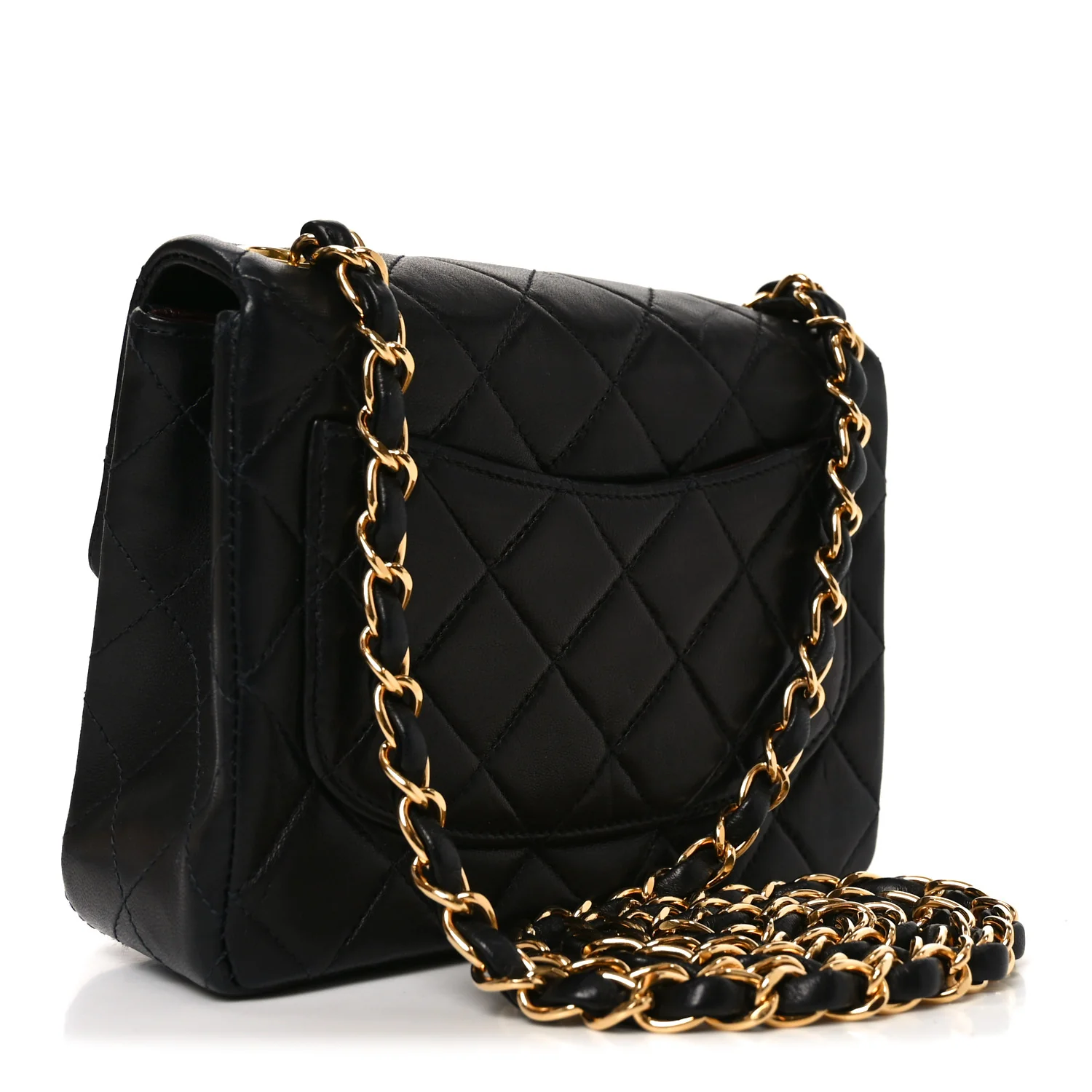 Lambskin Quilted Mini Square Flap Black - Image 2