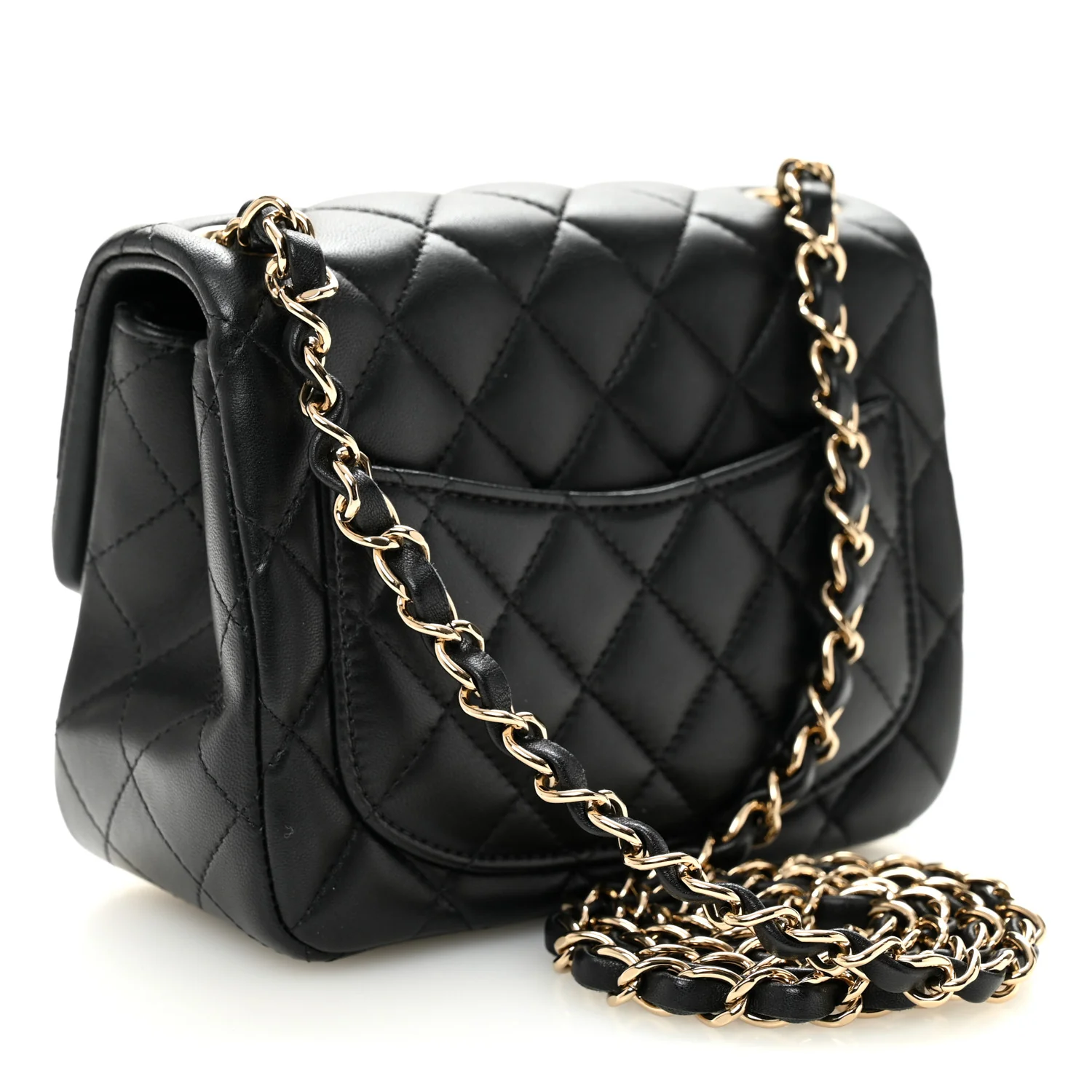 Lambskin Quilted Mini Square Flap Black - Image 3