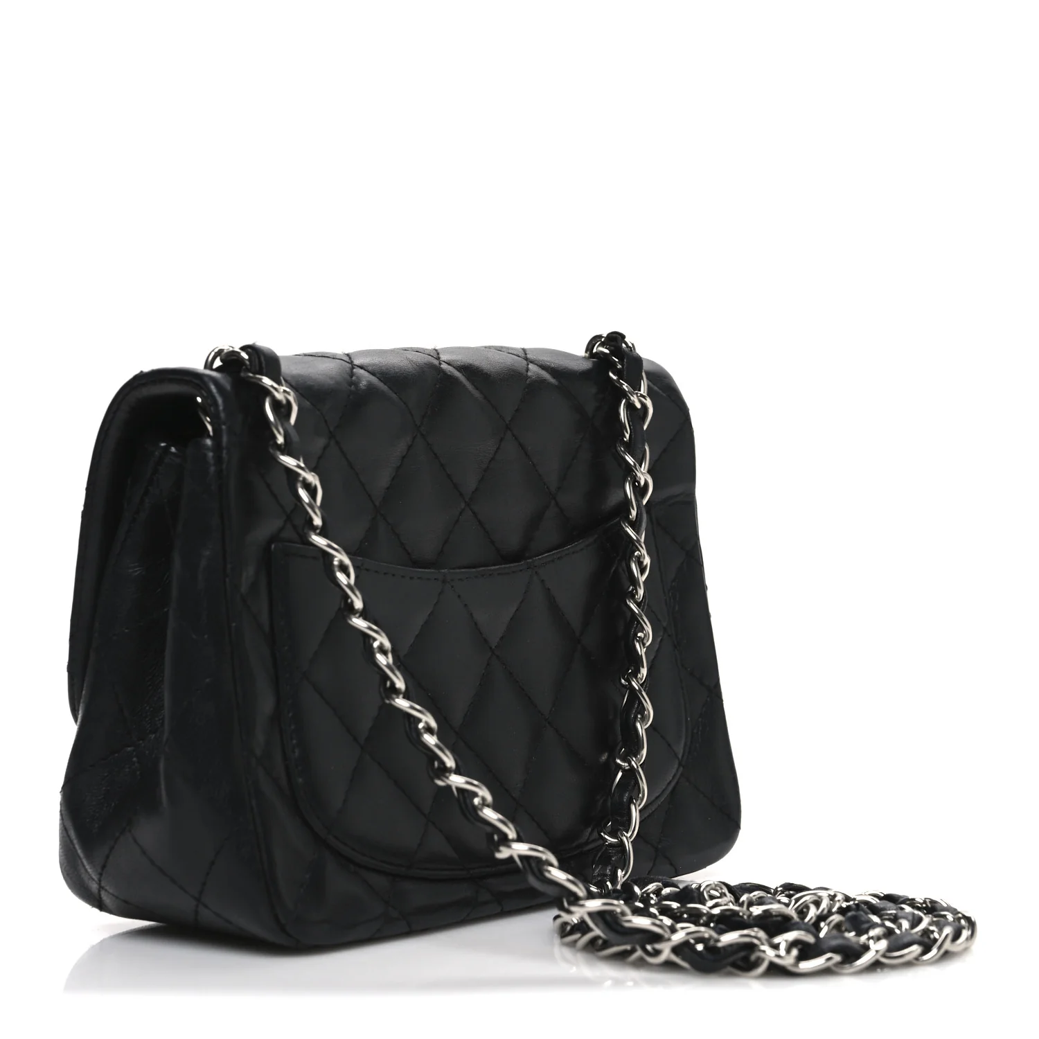 Lambskin Quilted Mini Square Flap Black - Image 3