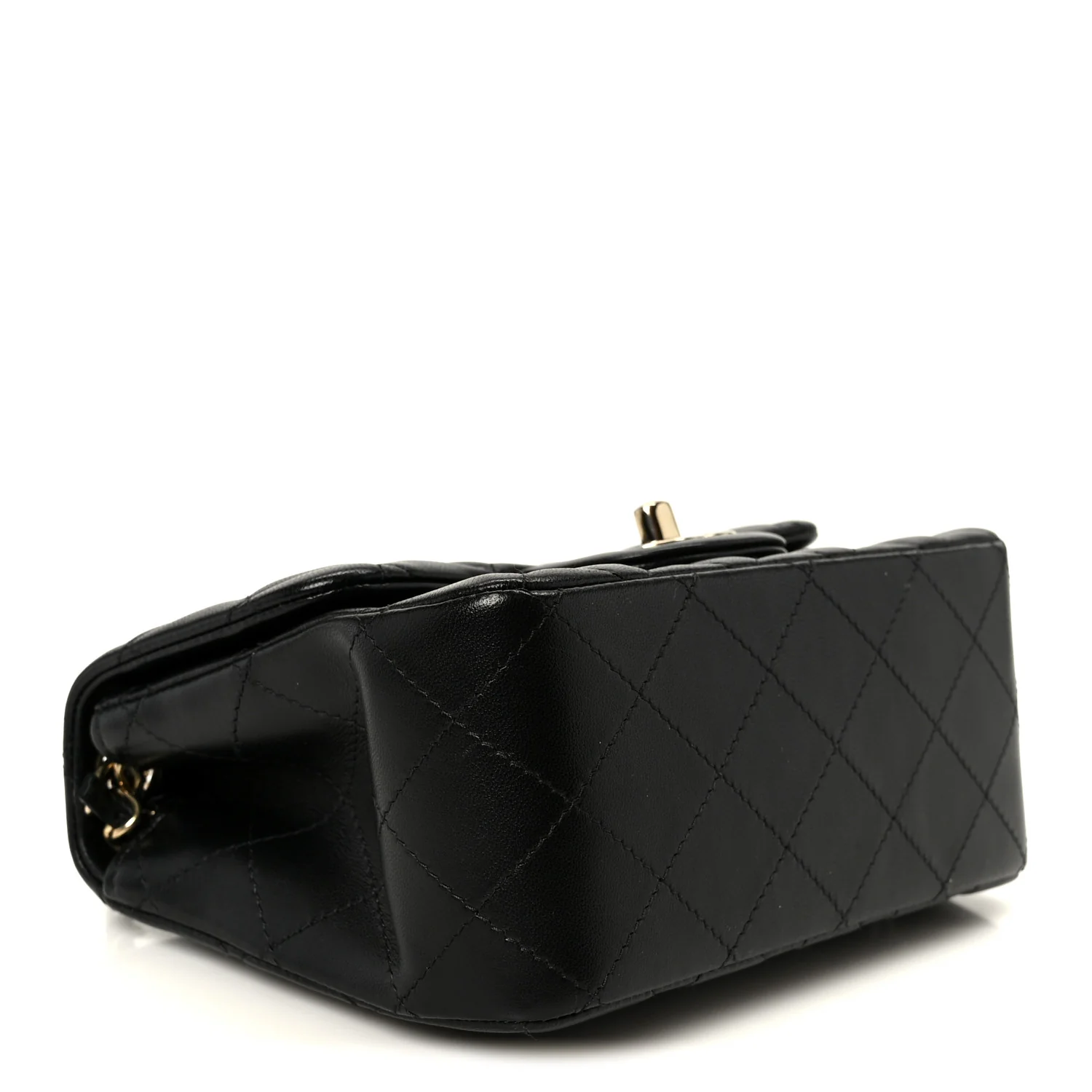 Lambskin Quilted Mini Square Flap Black - Image 3