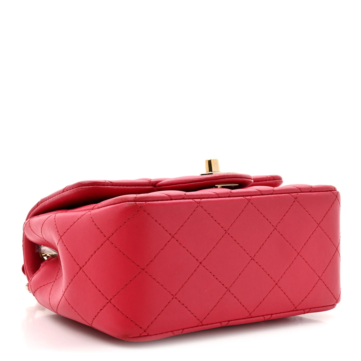 Lambskin Quilted Mini Square Flap Dark Pink - Image 4