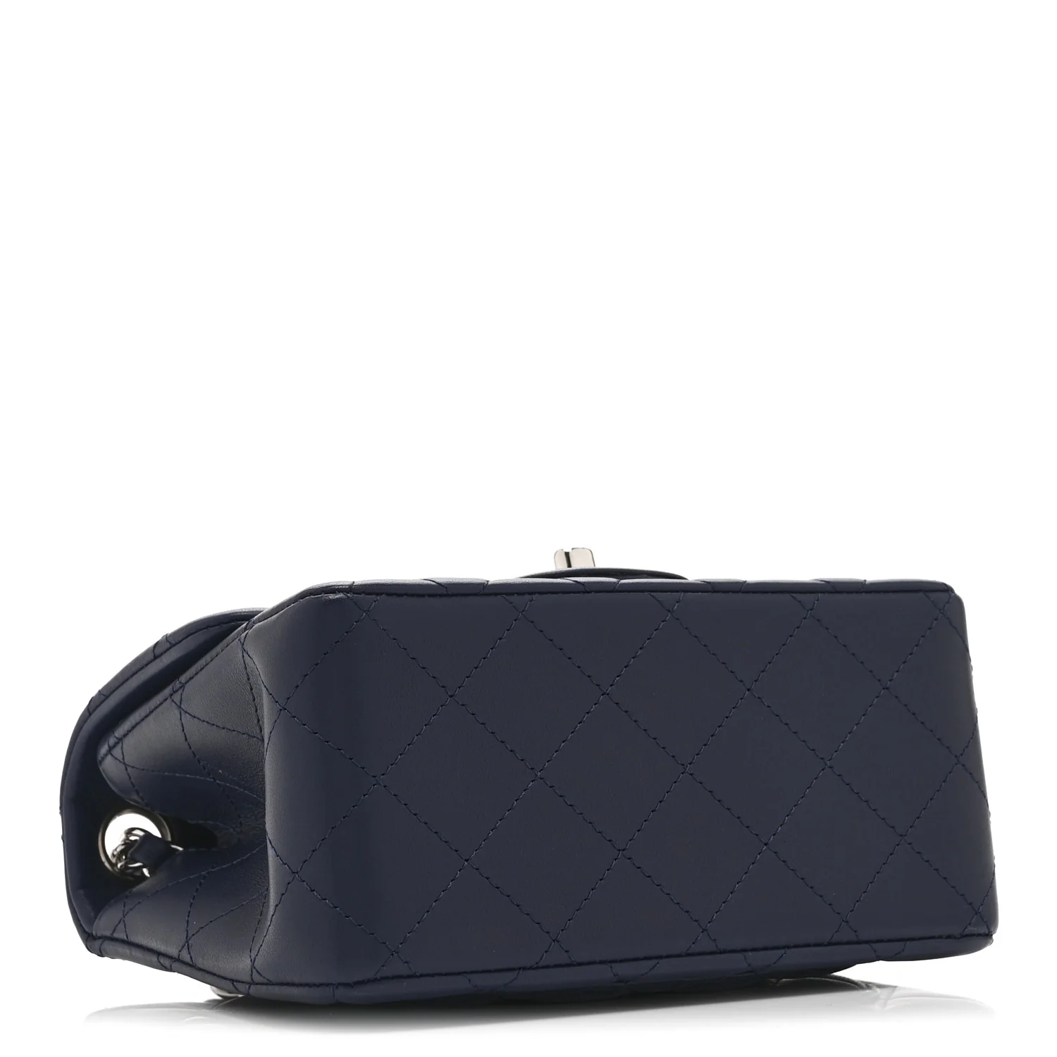 Lambskin Quilted Mini Square Flap Navy - Image 4