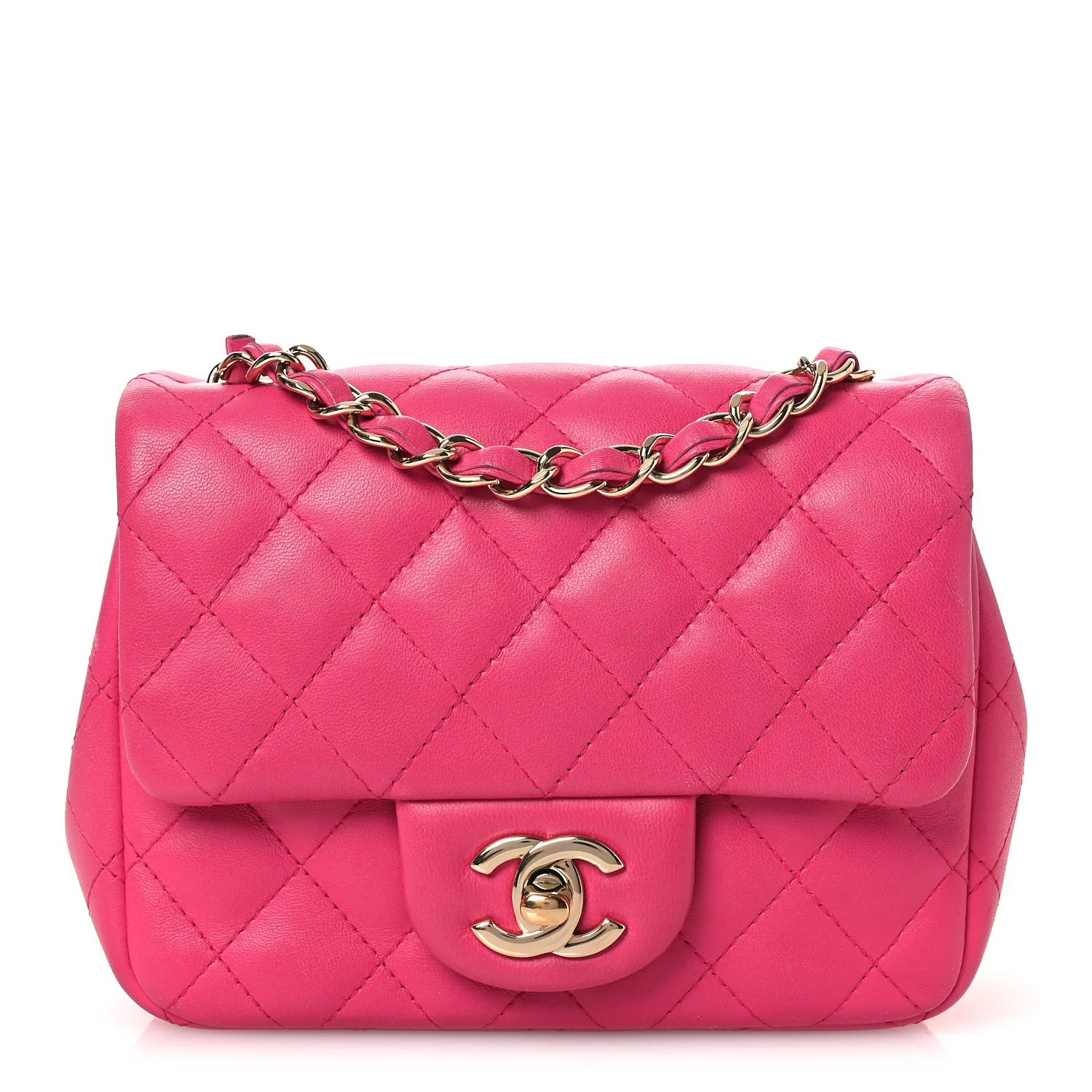Lambskin Quilted Mini Square Flap Pink