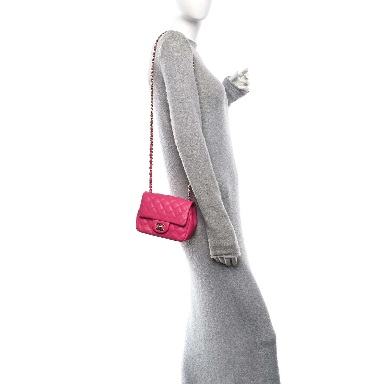 Lambskin Quilted Mini Square Flap Pink - Image 2