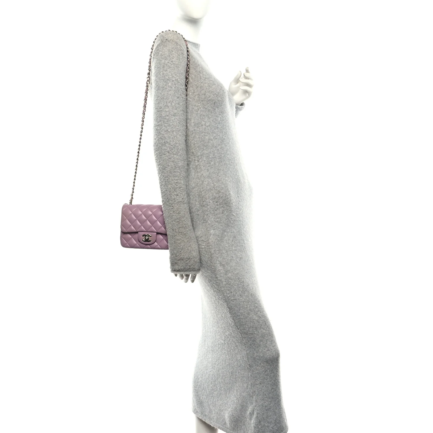 Lambskin Quilted Mini Square Flap Purple - Image 2