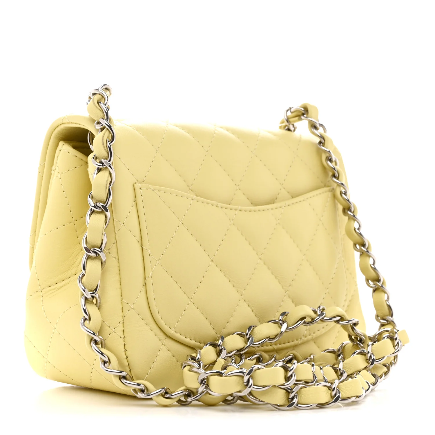 Lambskin Quilted Mini Square Flap Yellow - Image 3
