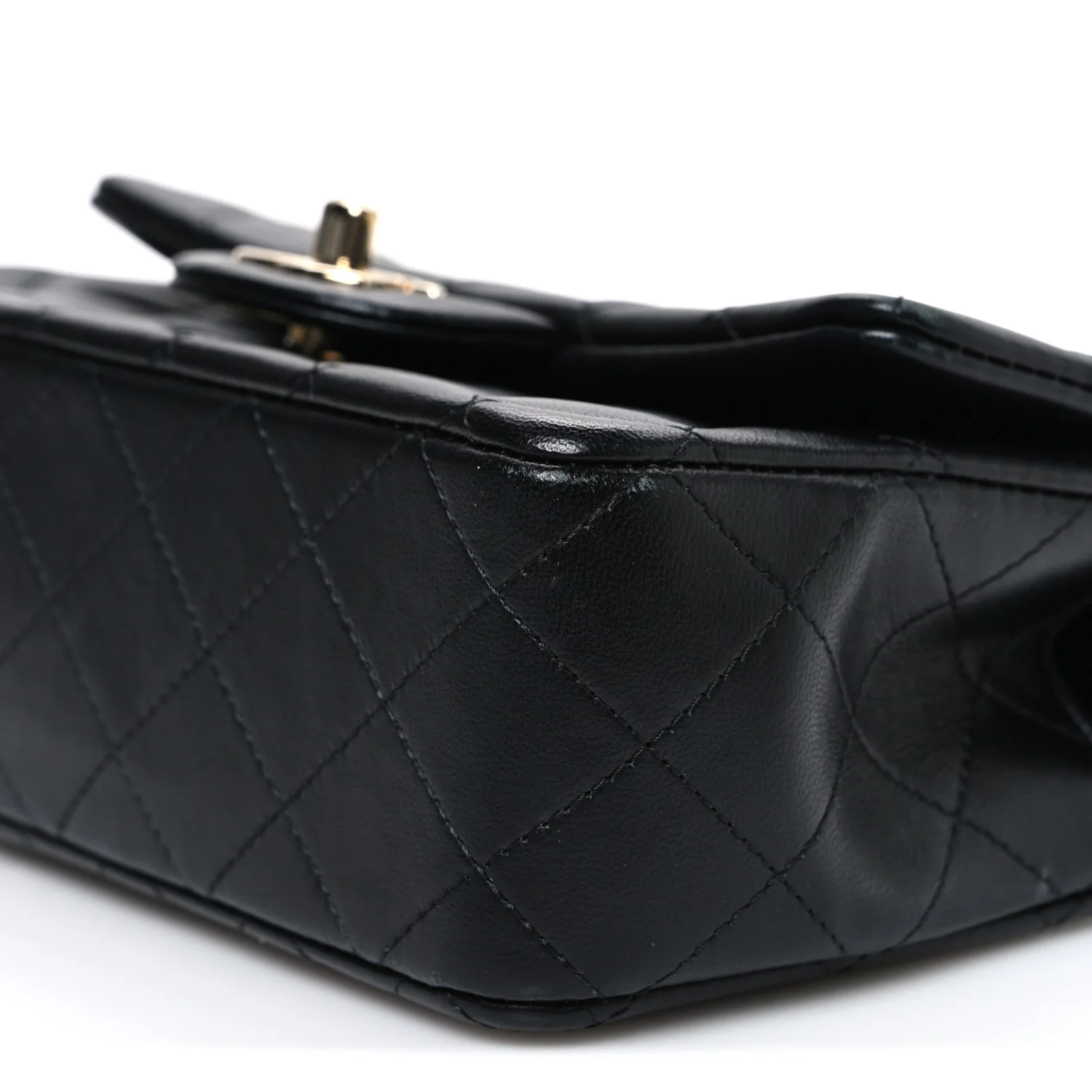Lambskin Quilted Mini Top Handle Rectangular Flap Black - Image 10