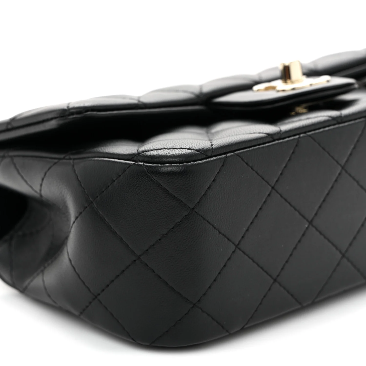Lambskin Quilted Mini Top Handle Rectangular Flap Black - Image 8
