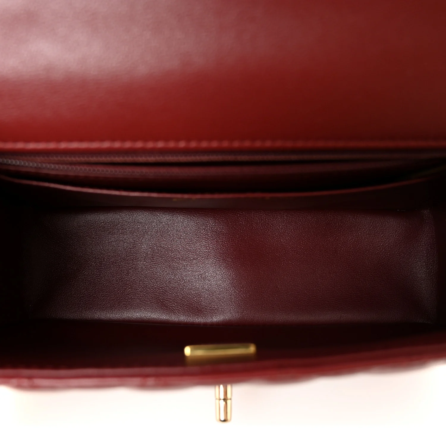 Lambskin Quilted Mini Top Handle Rectangular Flap Burgundy - Image 5