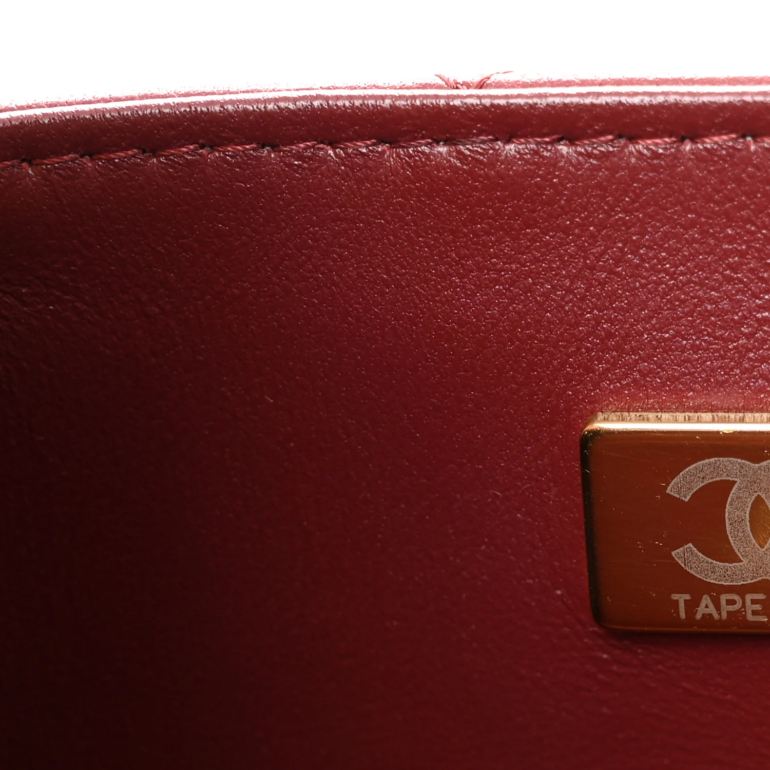 Lambskin Quilted Mini Top Handle Rectangular Flap Burgundy - Image 7