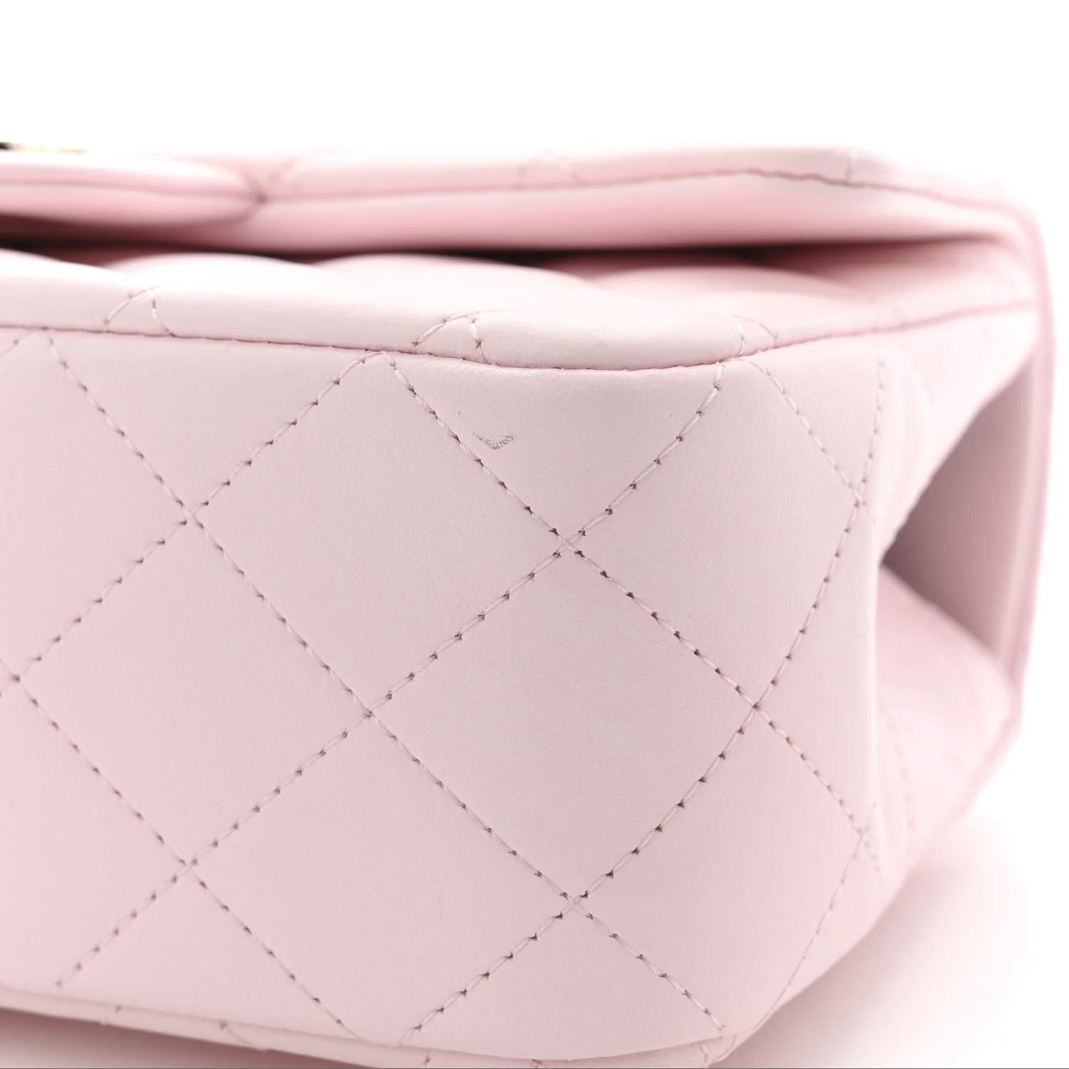 Lambskin Quilted Mini Top Handle Rectangular Flap Light Pink - Image 11