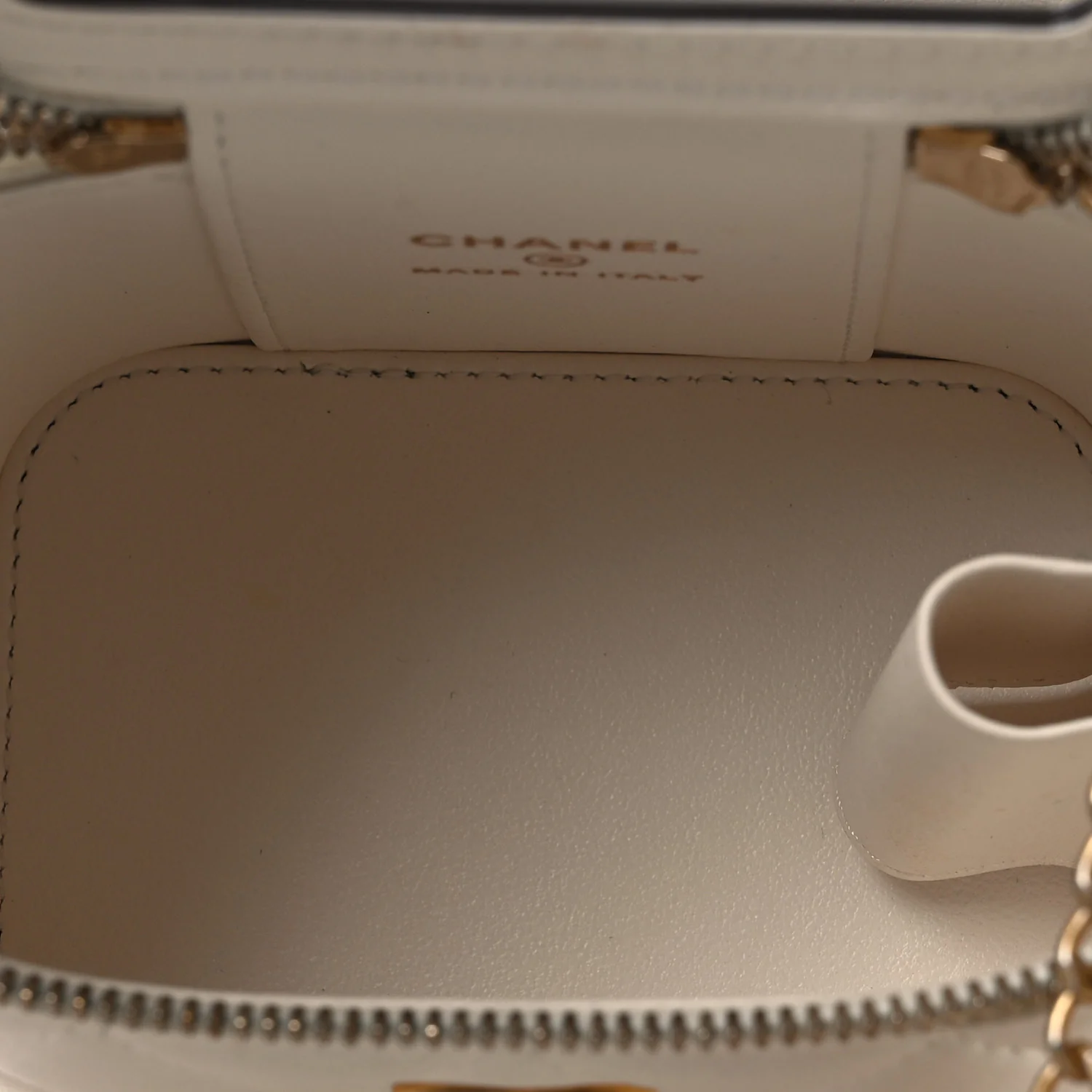 Lambskin Quilted Mini Vanity Case With Chain White - Image 4