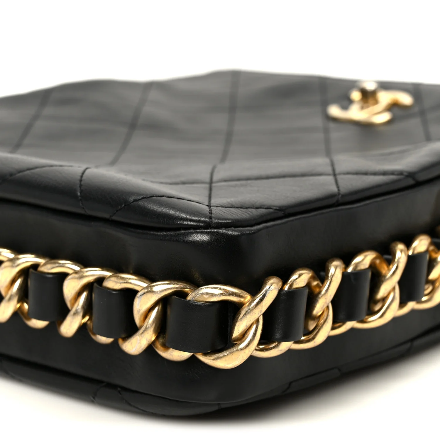 Lambskin Quilted Multi Chain Hobo Black - Image 11