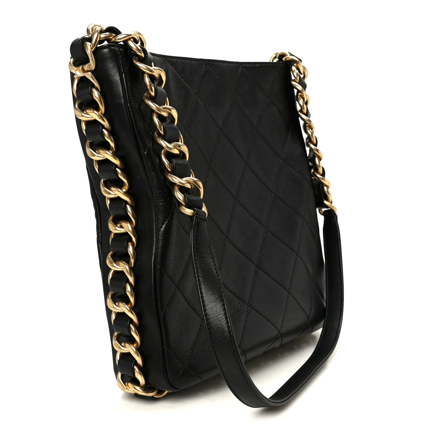 Lambskin Quilted Multi Chain Hobo Black - Image 3