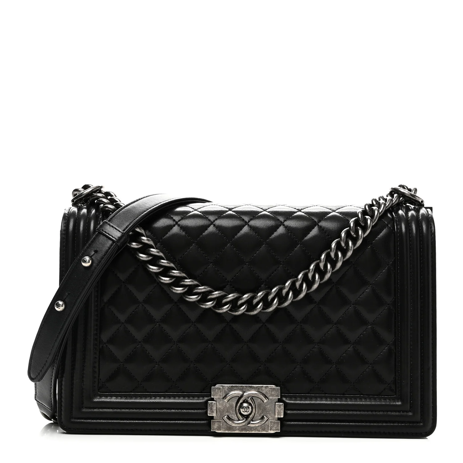 Lambskin Quilted New Medium Boy Flap Black