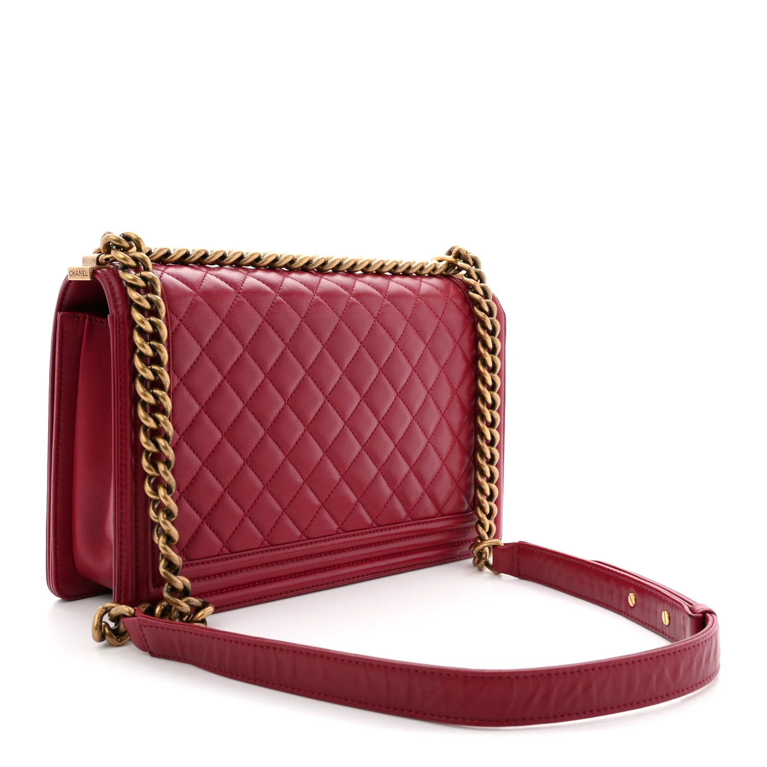 Lambskin Quilted New Medium Boy Flap Dark Red - Image 3