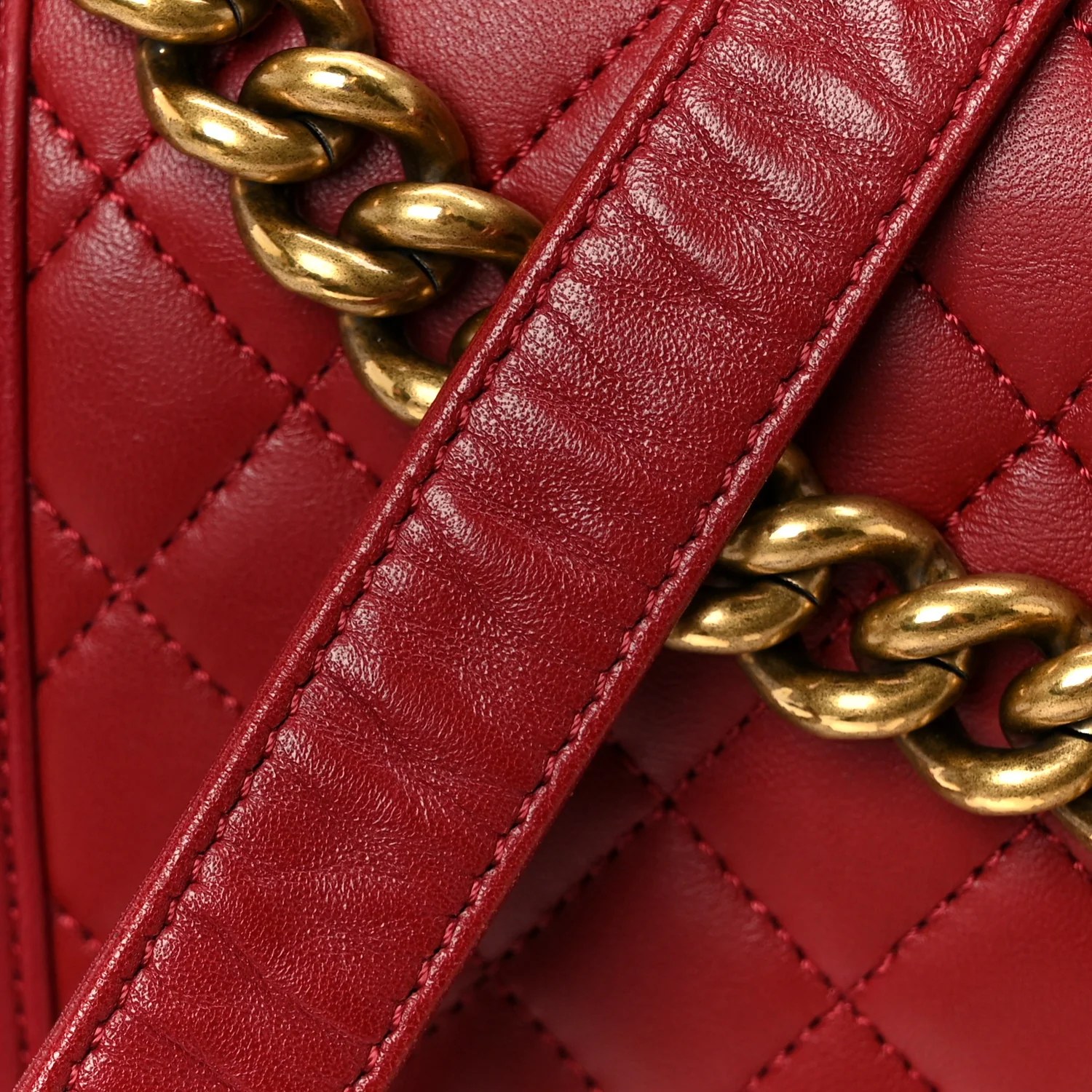 Lambskin Quilted New Medium Boy Flap Dark Red - Image 11