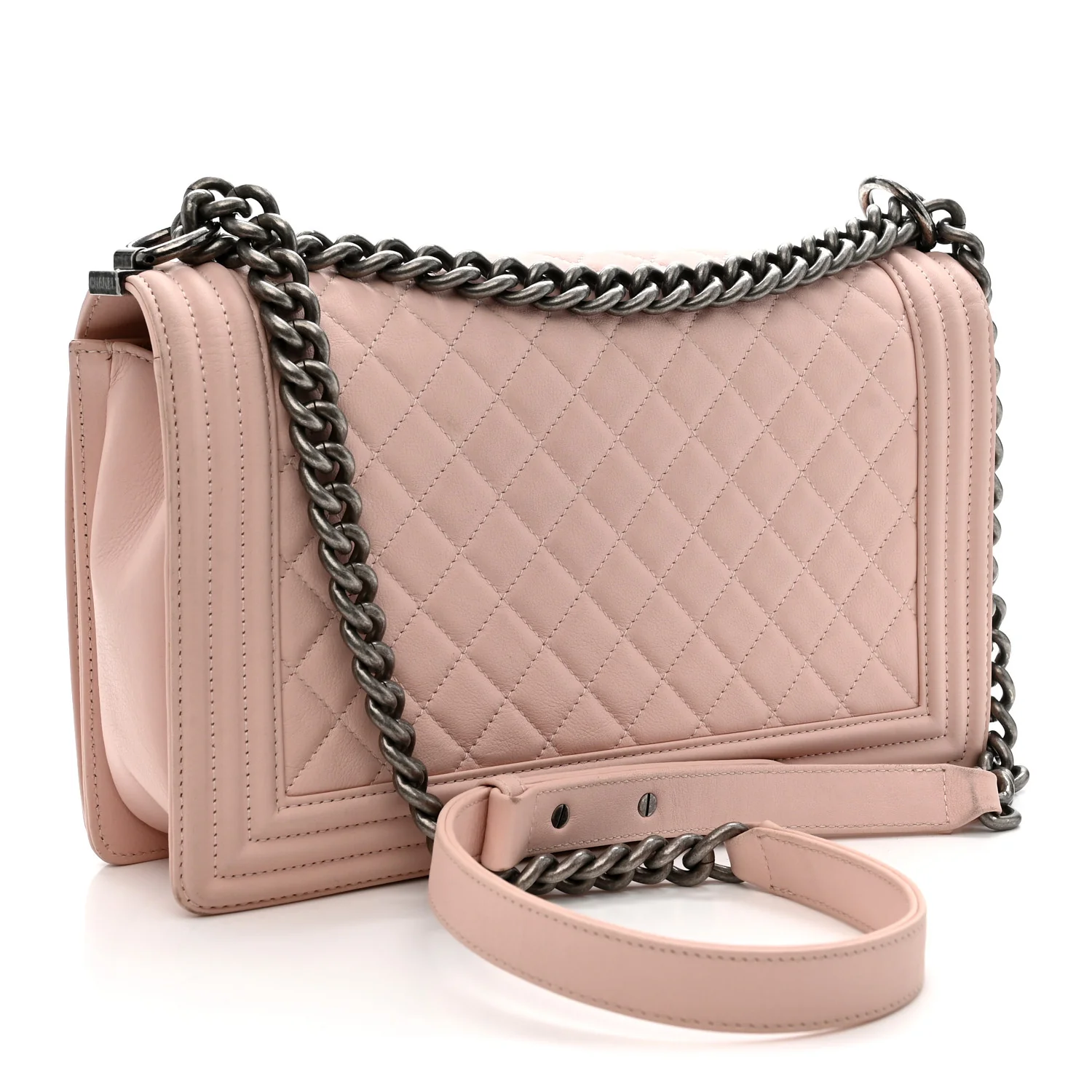 Lambskin Quilted New Medium Boy Flap Light Pink - Image 3