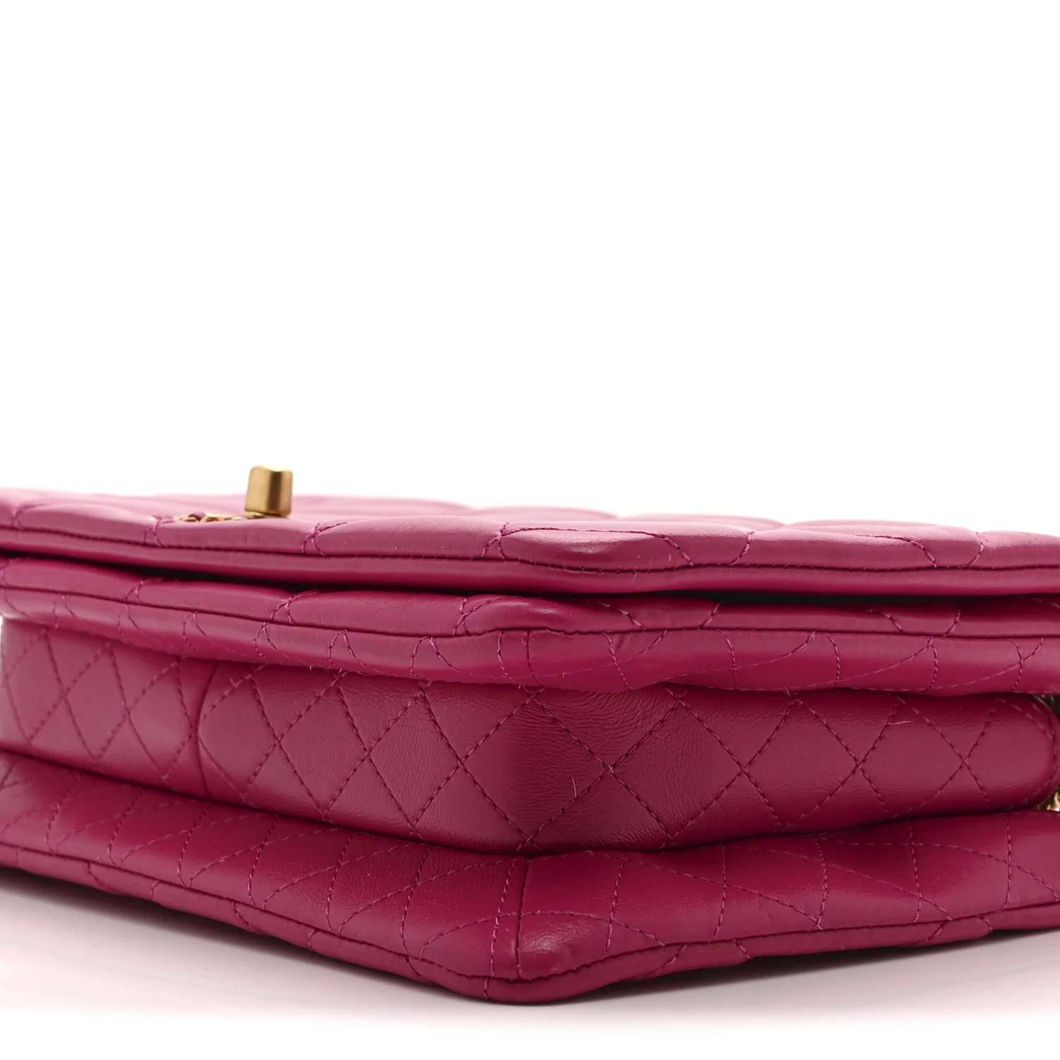 Lambskin Quilted On And On Small Chain Flap Fuchsia - Image 10