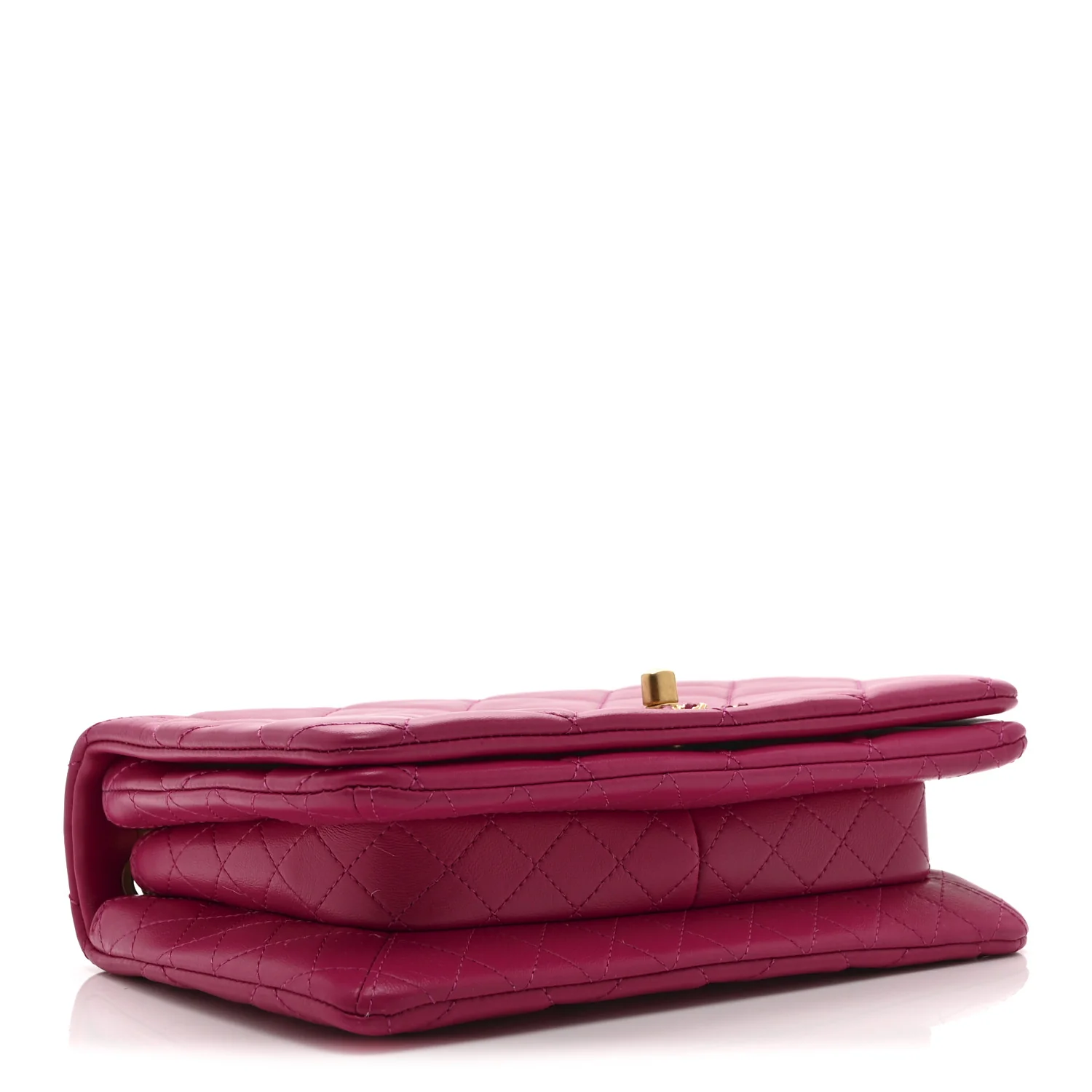 Lambskin Quilted On And On Small Chain Flap Fuchsia - Image 4