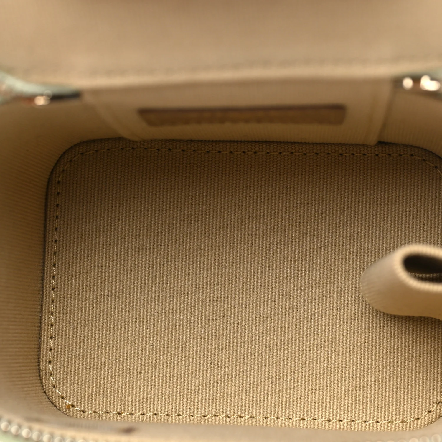 Lambskin Quilted Pearl Crush Mini Vanity Case With Chain Light Green - Image 5
