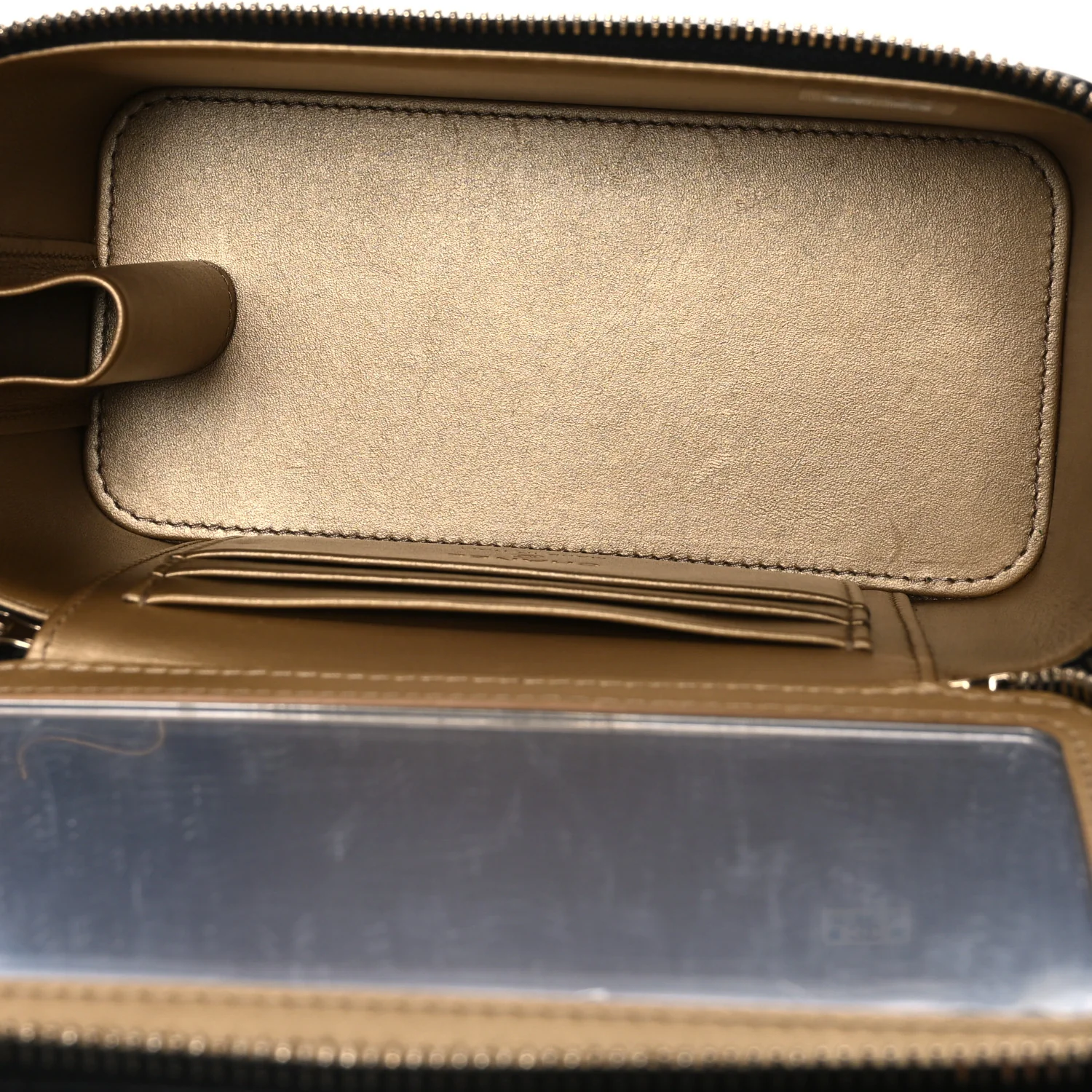 Lambskin Quilted Pearl Crush Small Vanity Case With Chain Black - Image 5