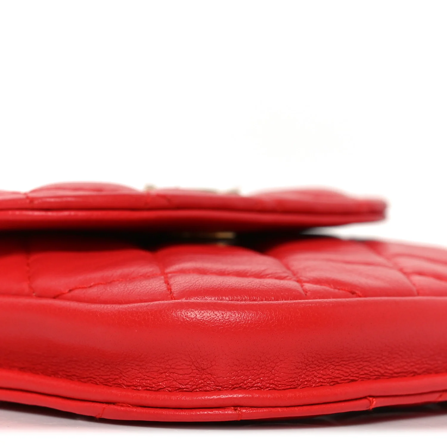 Lambskin Quilted Pearl Crush Waist Bag Red - Image 9