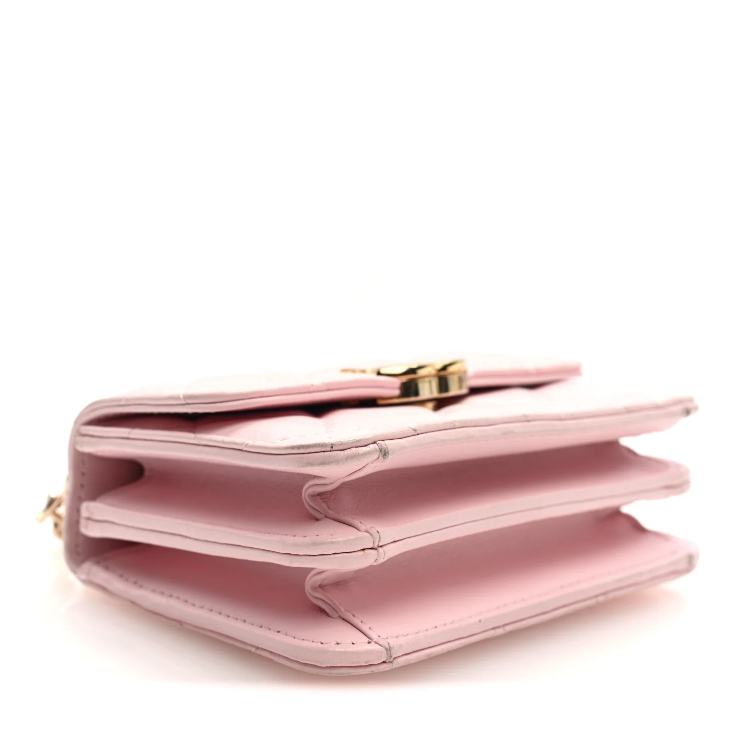 Lambskin Quilted Pick Me Up Clutch With Chain Pink - Image 4