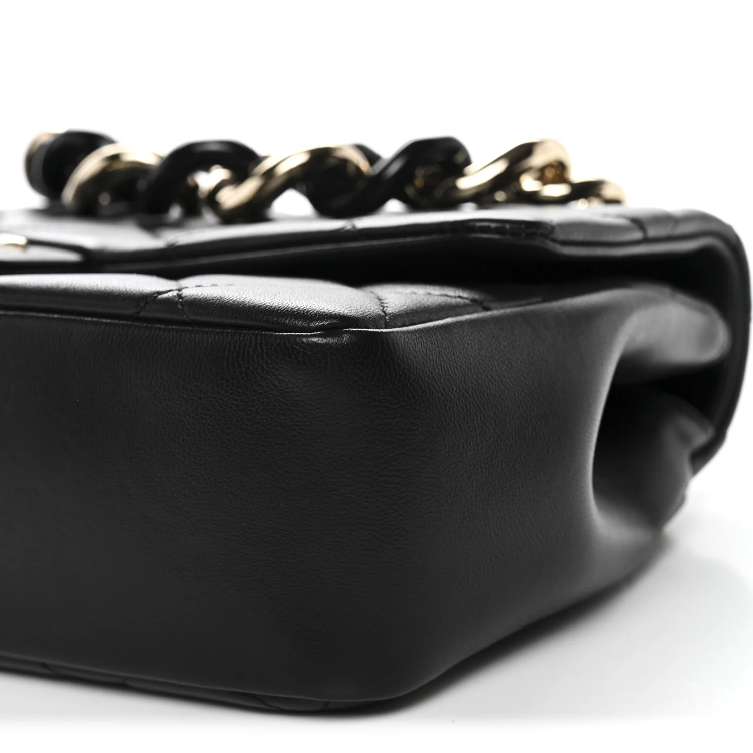 Lambskin Quilted Resin Bi-Color Chain Flap Bag Black - Image 10