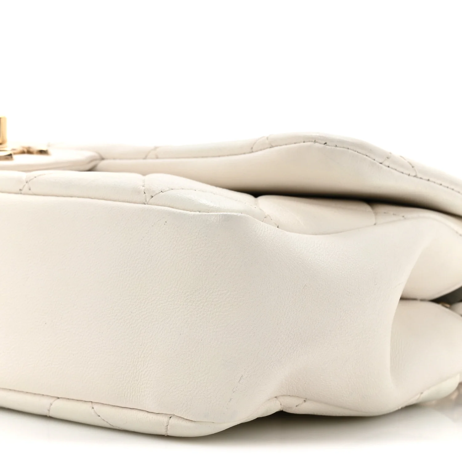 Lambskin Quilted Resin Bi-Color Chain Flap Bag White - Image 8