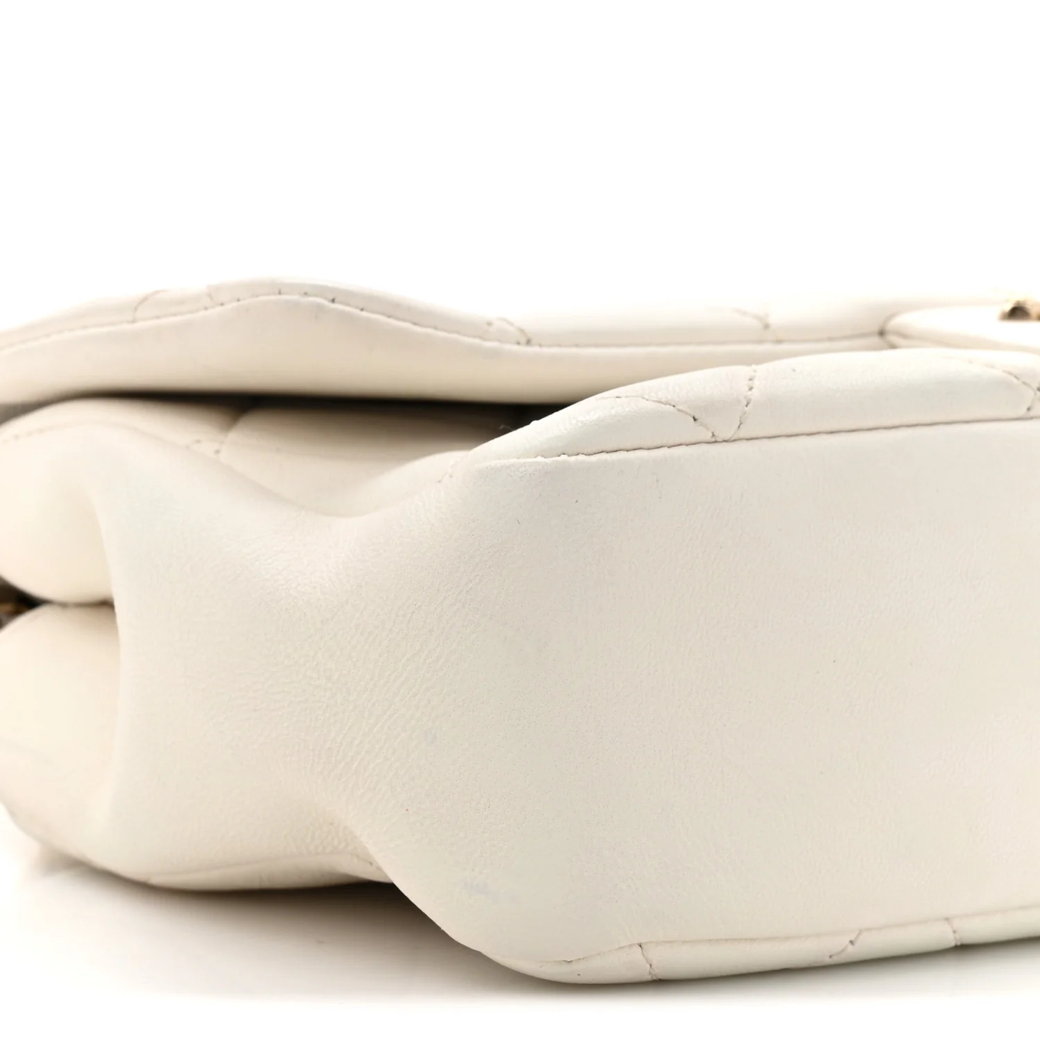 Lambskin Quilted Resin Bi-Color Chain Flap Bag White - Image 9