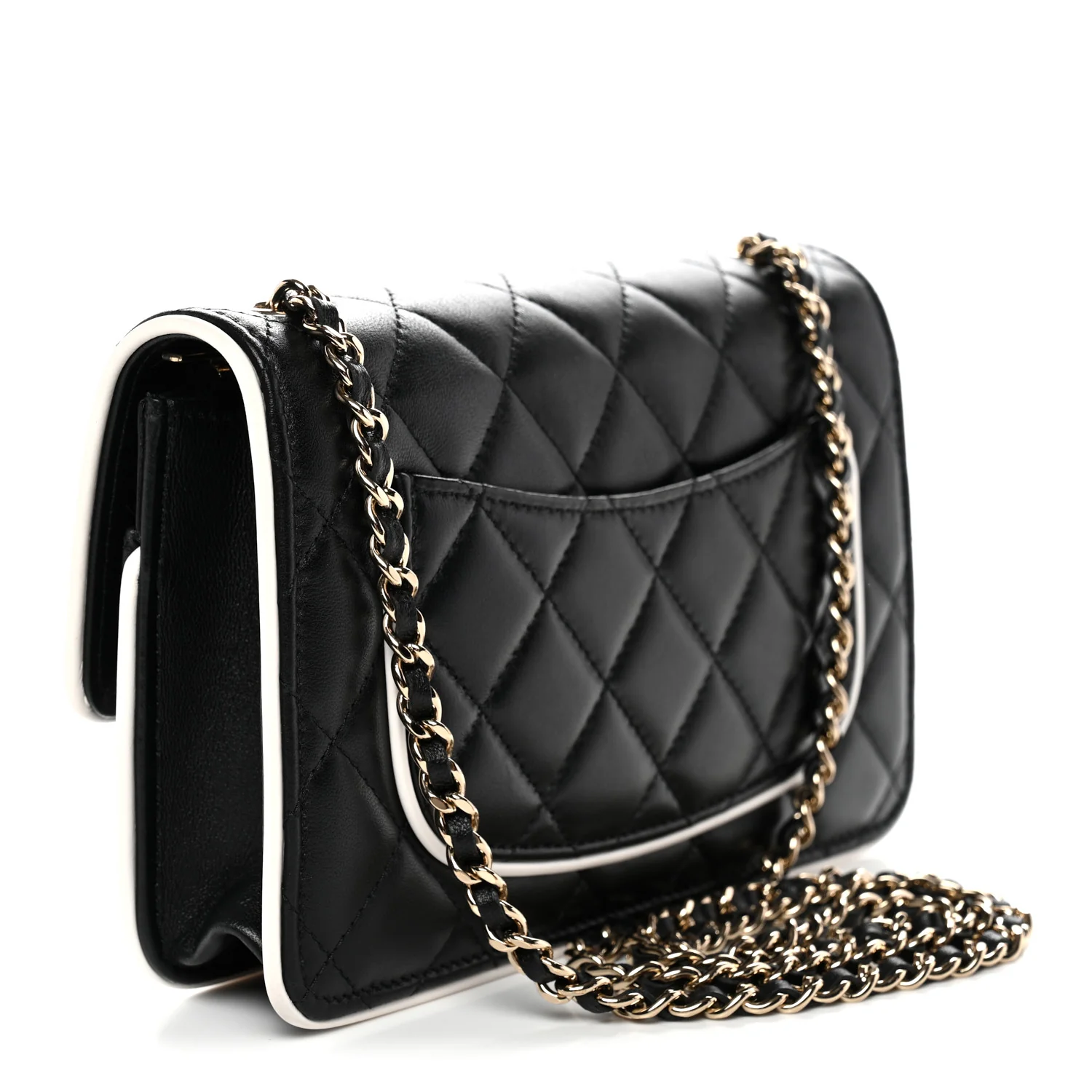 Lambskin Quilted Resin CC Mini Flap Bag Black White - Image 3
