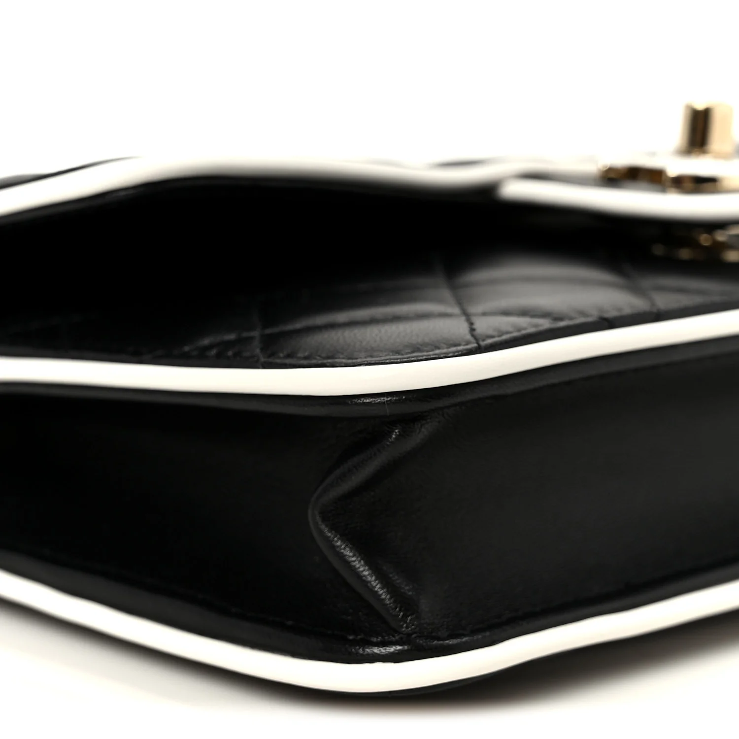 Lambskin Quilted Resin CC Mini Flap Bag Black White - Image 10