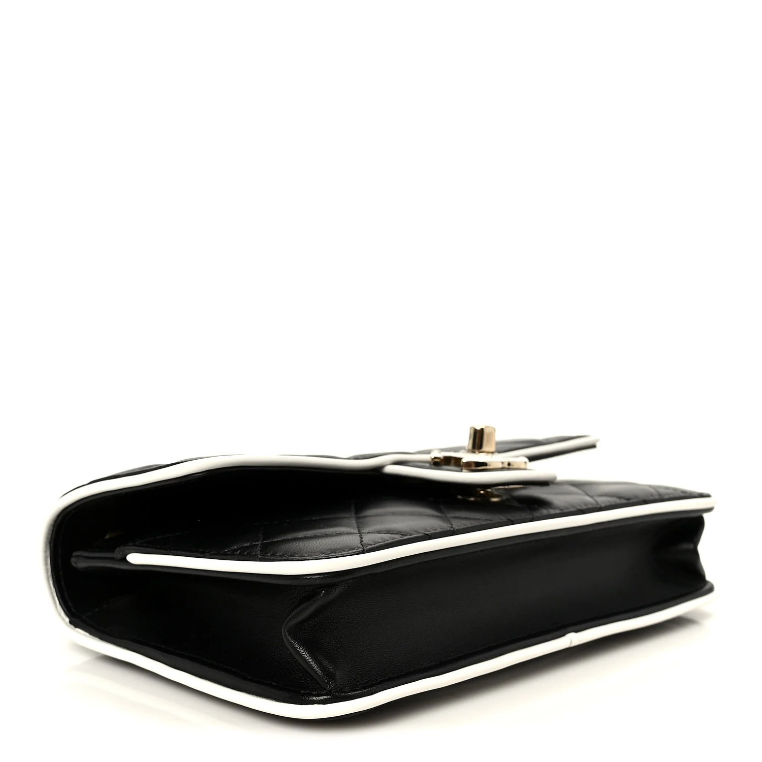 Lambskin Quilted Resin CC Mini Flap Bag Black White - Image 4