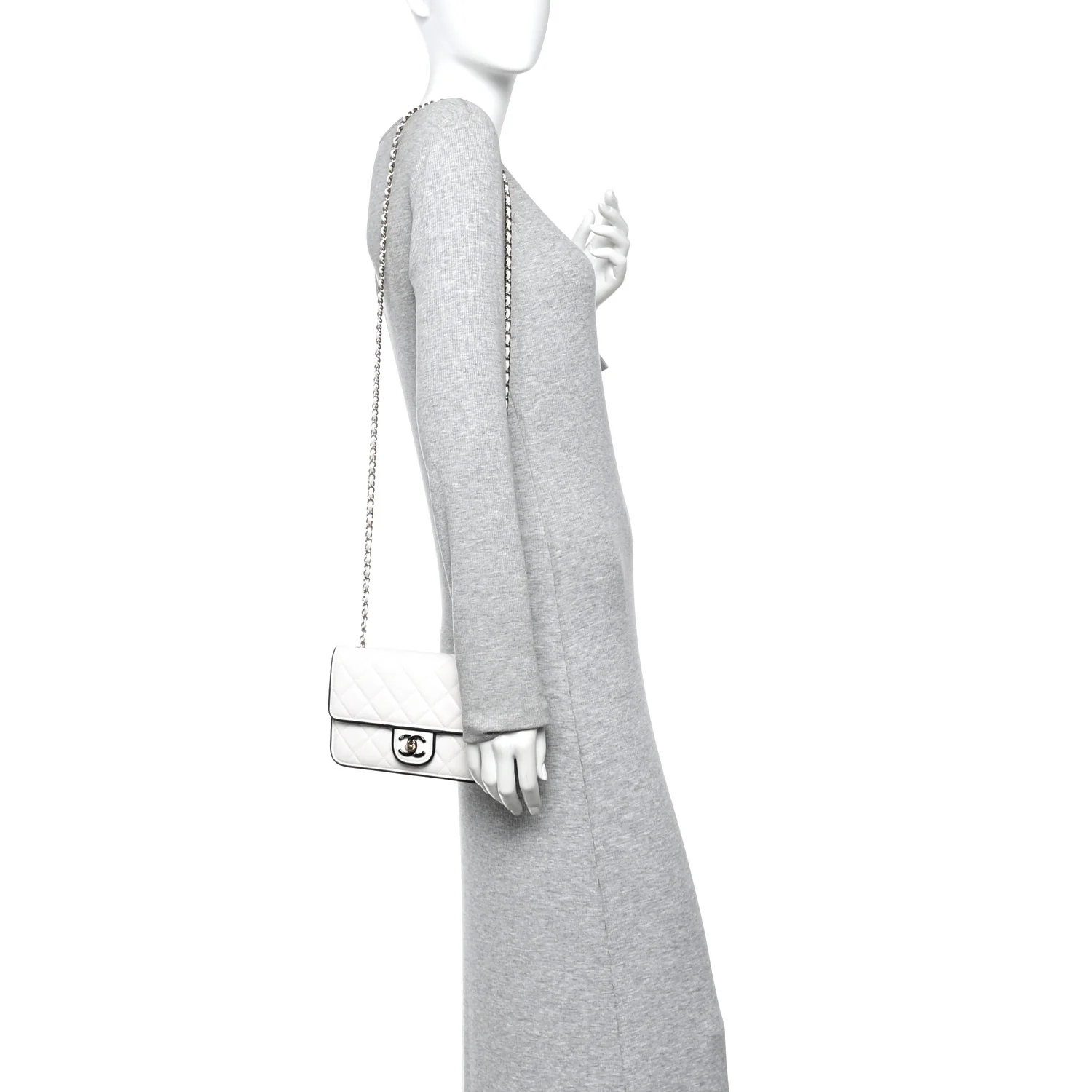 Lambskin Quilted Resin CC Mini Flap Bag White Black - Image 2