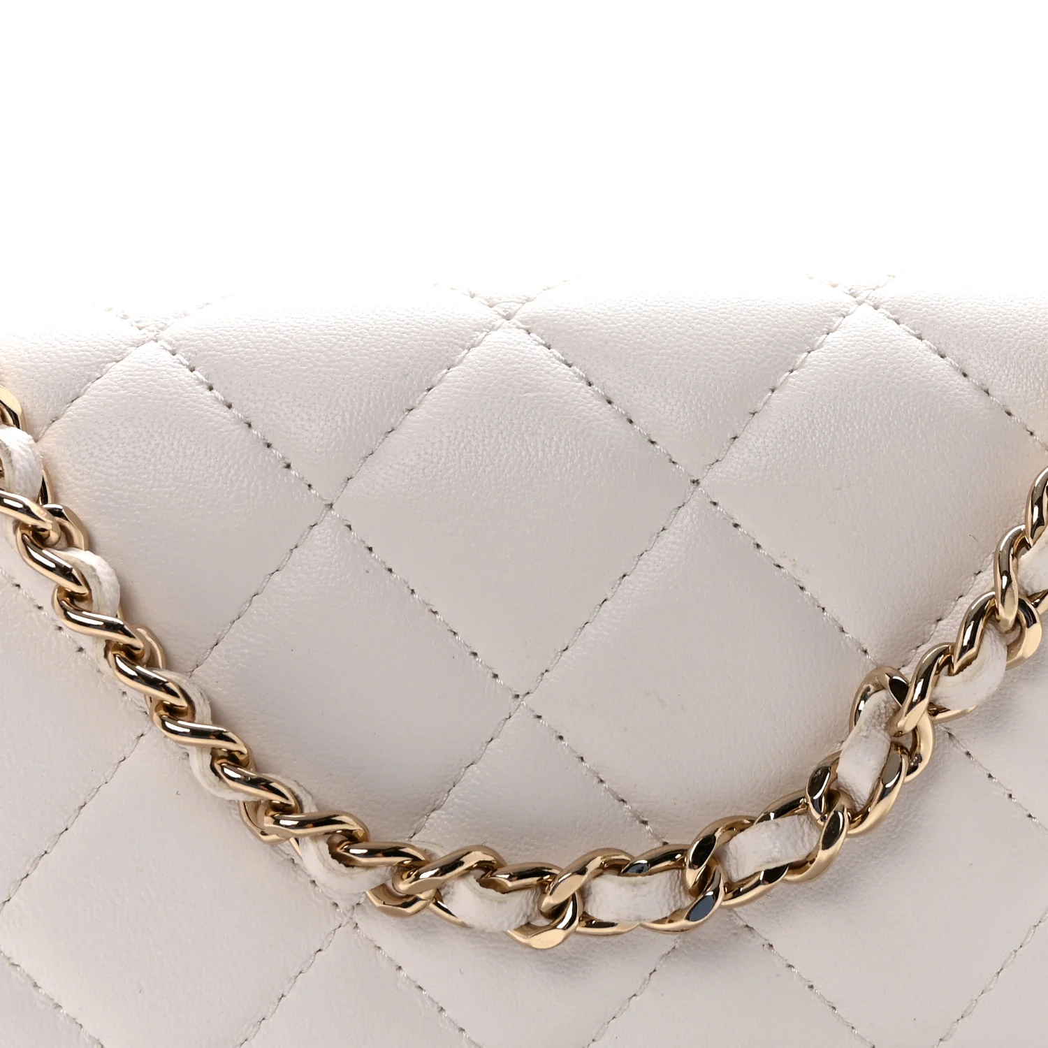 Lambskin Quilted Resin CC Mini Flap Bag White Black - Image 9