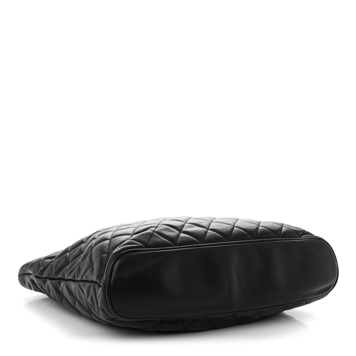 Lambskin Quilted Shopping Tote Black - Image 4