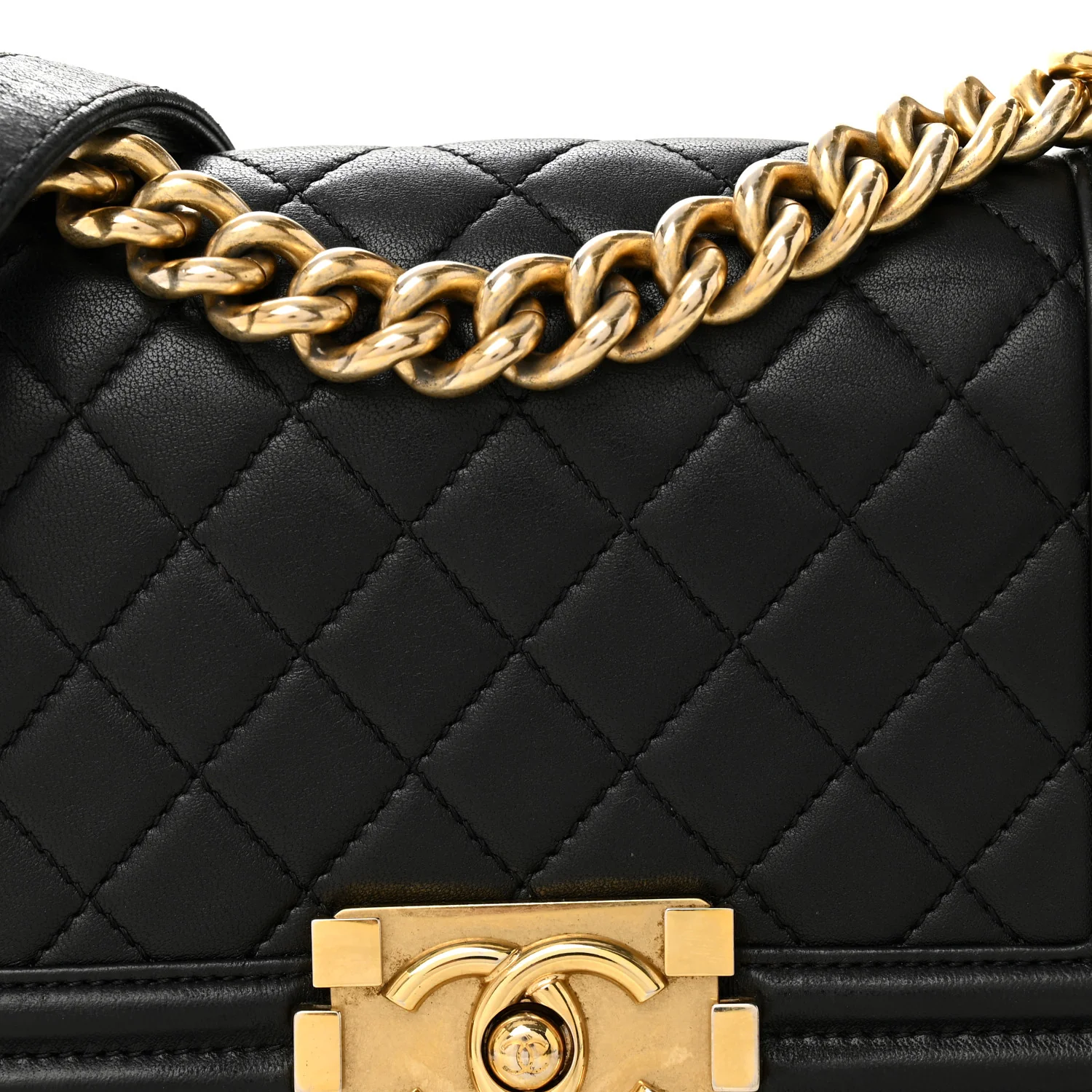 Lambskin Quilted Small Boy Flap Black - Image 14